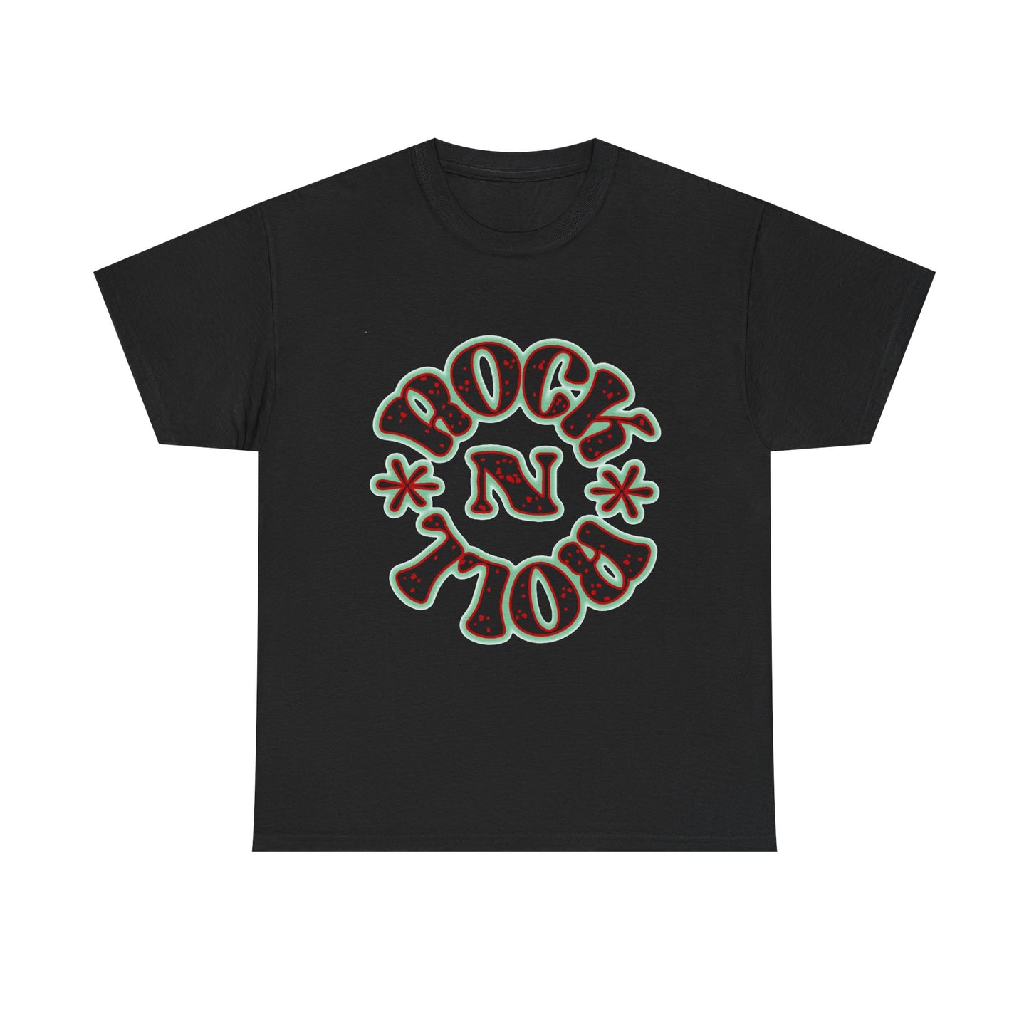 Music Nostalgia Rock N Roll Unisex Cotton Tee, Colorful Boho and Hippie Style Top, Artistic Typographic Design
