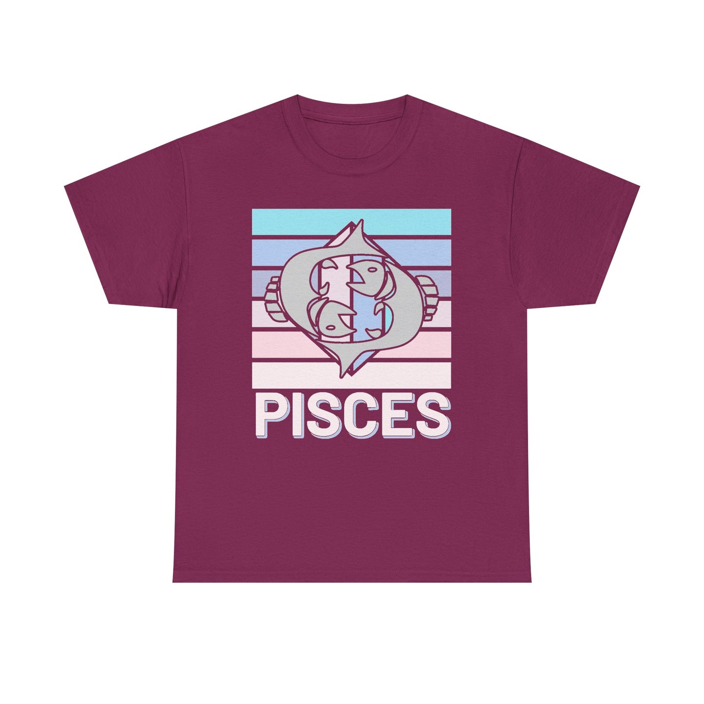 Pisces Retro Tee, Vintage Zodiac T-Shirt, Astrology Unisex Shirt, Horoscope Design, Heavy Cotton Top, Retro Pisces Shirt