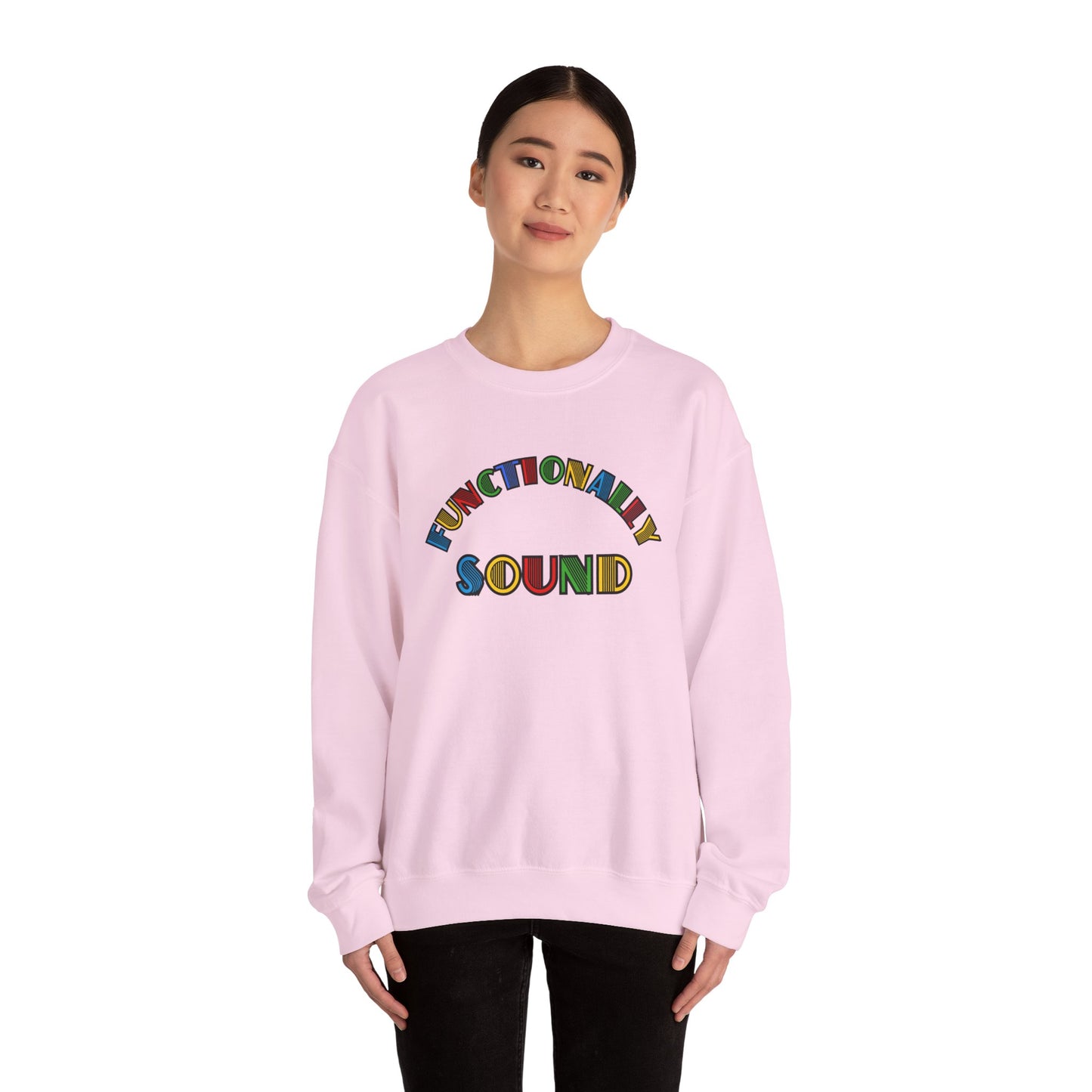 Colorful Typography, 'Functionality Sound' Sweatshirt, Cozy Crewneck, Unisex Gift, Music Lover Apparel, Casual Wear, Birthday Present