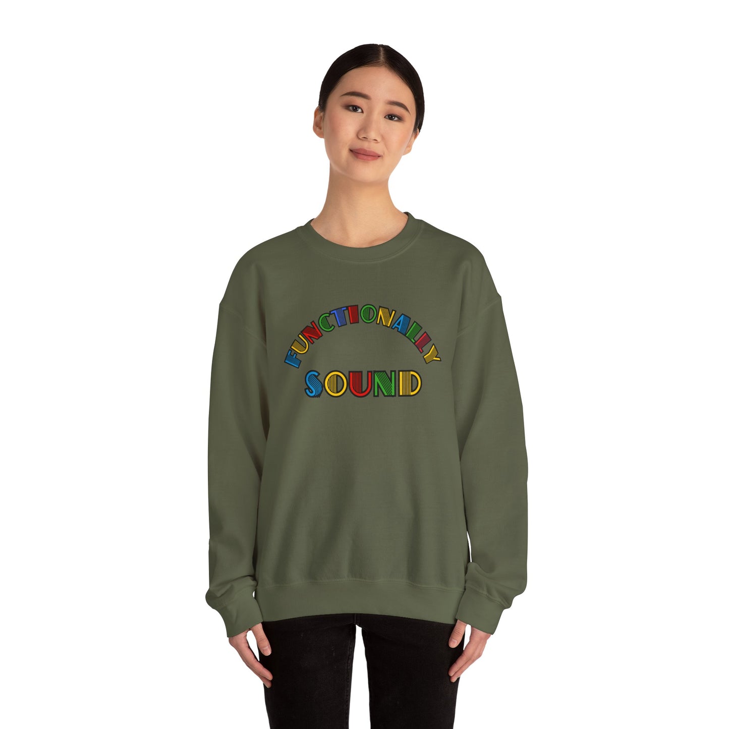 Colorful Typography, 'Functionality Sound' Sweatshirt, Cozy Crewneck, Unisex Gift, Music Lover Apparel, Casual Wear, Birthday Present
