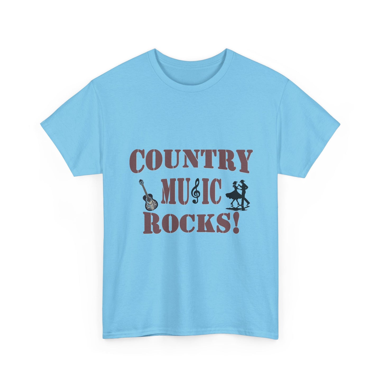 Music Nostalgia Country Music Rocks Unisex Cotton Tee, Artistic Typography Top, Retro Style Graphic Tee