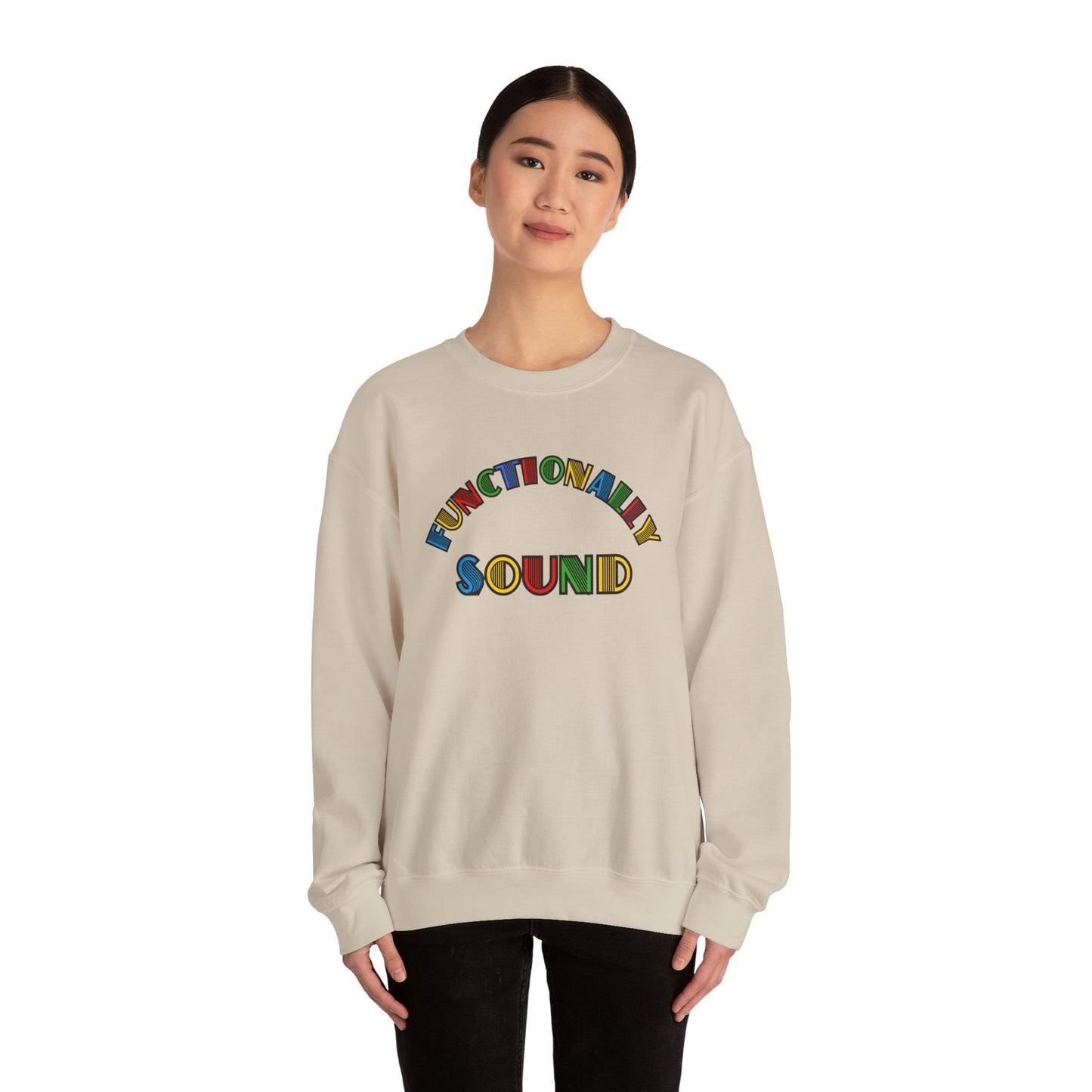 Colorful Typography, 'Functionality Sound' Sweatshirt, Cozy Crewneck, Unisex Gift, Music Lover Apparel, Casual Wear, Birthday Present