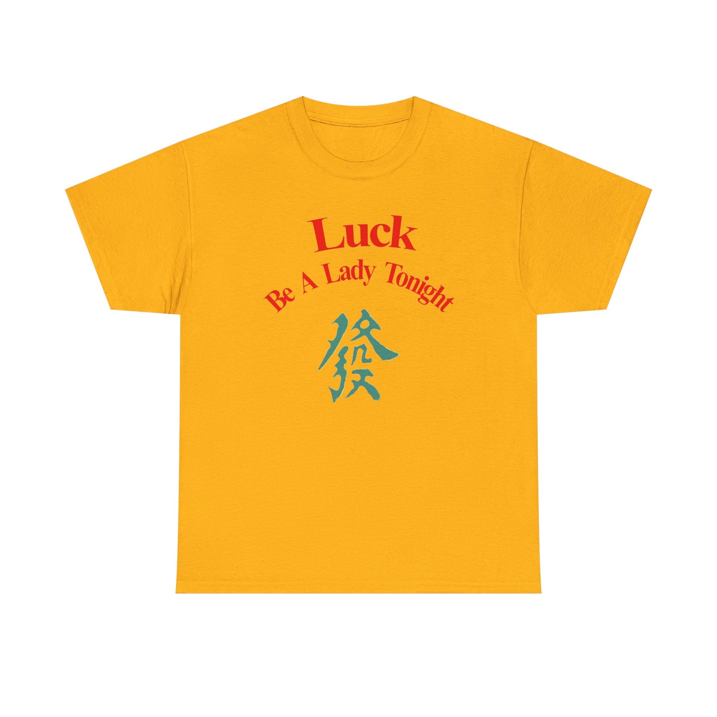 Mahjong Inspired, Luck Be A Lady Tonight Unisex Heavy Cotton Tee, Casual Wear, Green Dragon, Vintage Vibes, Festive T-Shirt, Statement Tee
