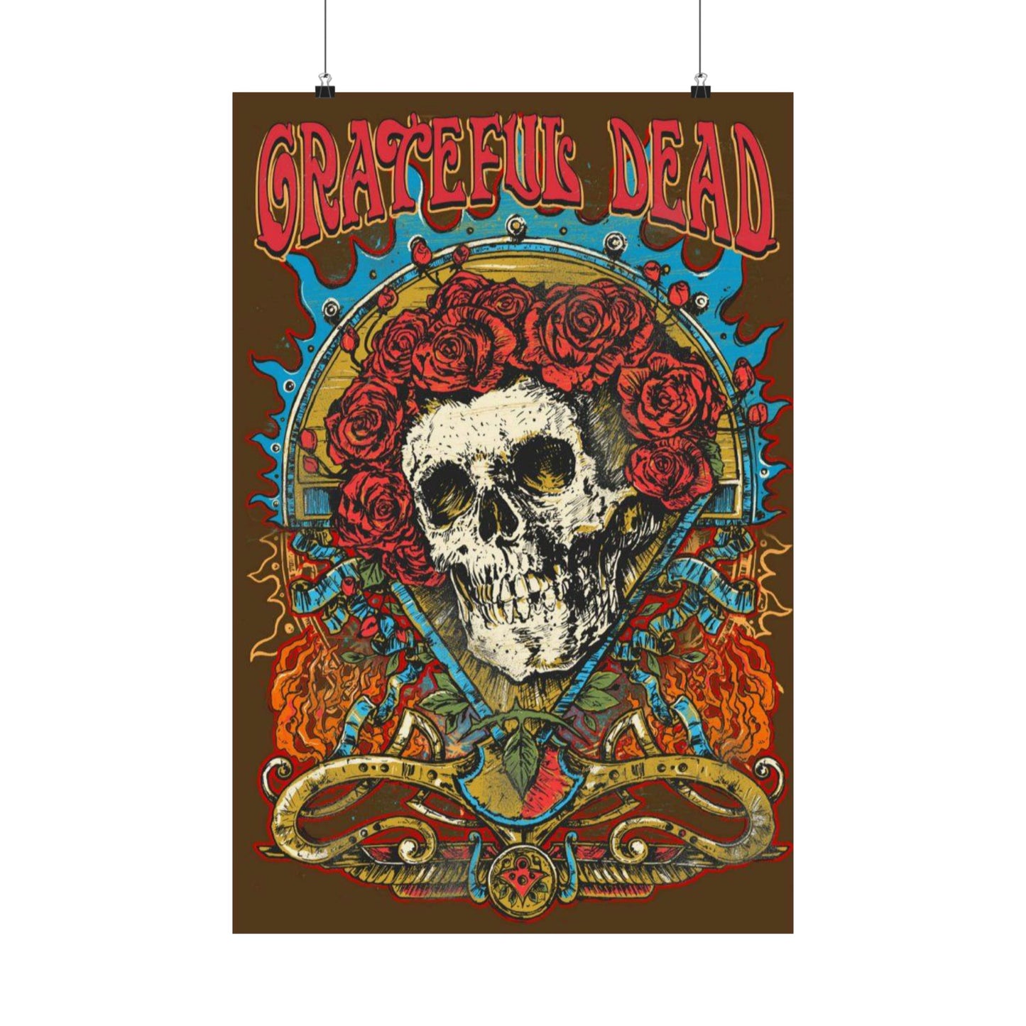 Grateful Dead Inspired Matte Posters, Skull and Roses Wall Art, Music Memorabilia, Vintage Poster, authentic Collectible