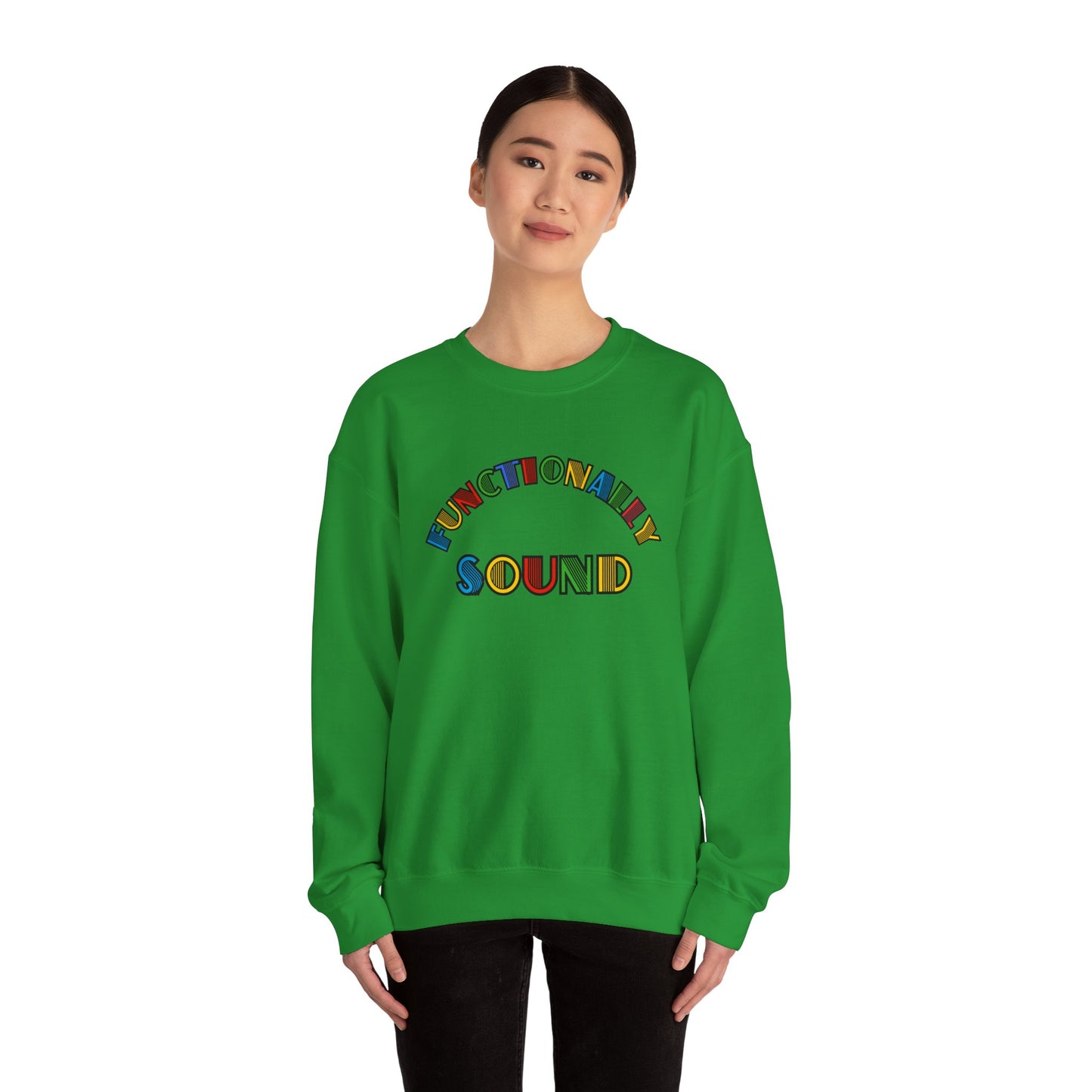 Colorful Typography, 'Functionality Sound' Sweatshirt, Cozy Crewneck, Unisex Gift, Music Lover Apparel, Casual Wear, Birthday Present