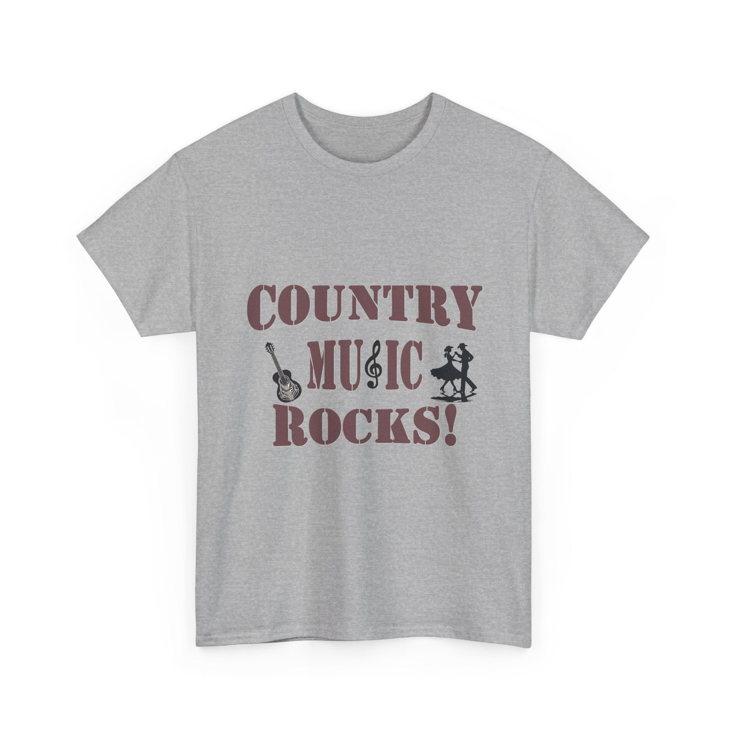 Music Nostalgia Country Music Rocks Unisex Cotton Tee, Artistic Typography Top, Retro Style Graphic Tee