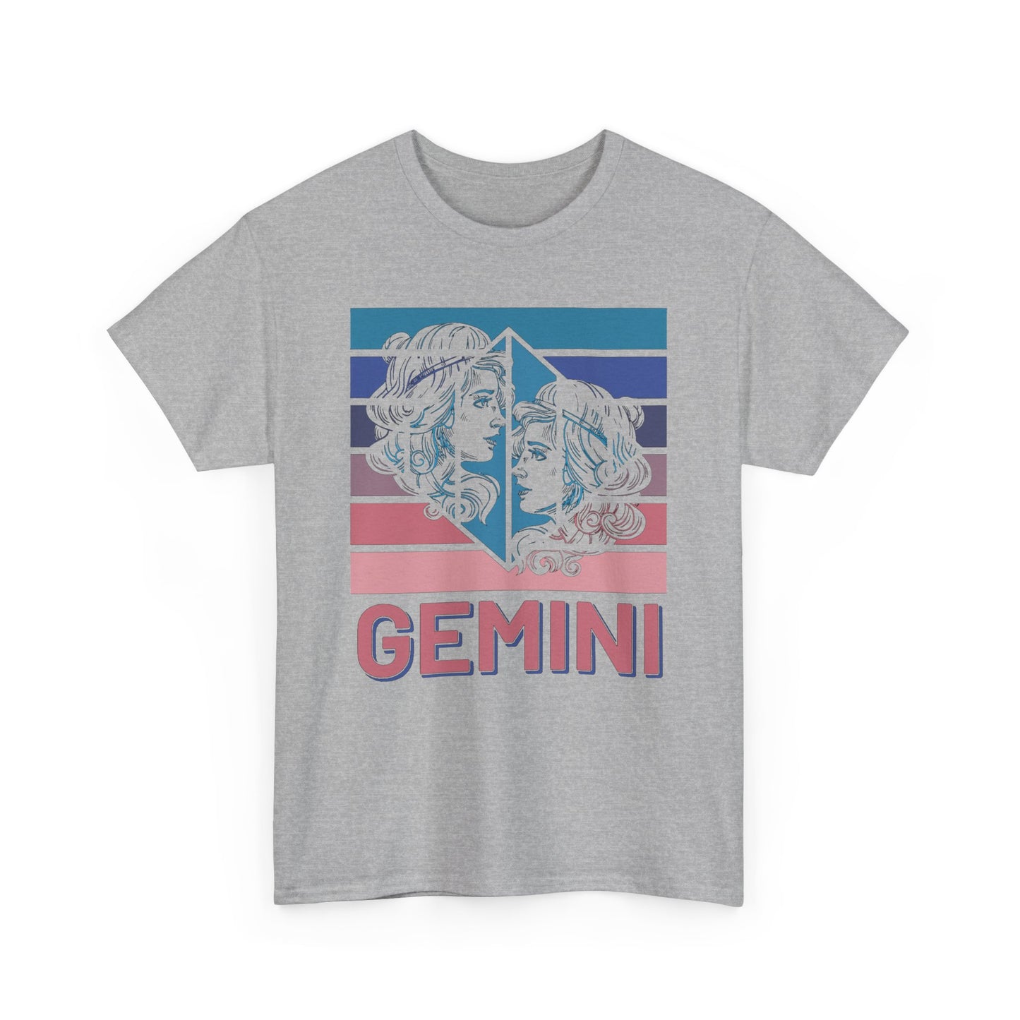 Gemini Zodiac Tee, Unisex Heavy Cotton Shirt for Astrology Lovers, Birthday Gift, Vintage Design, Retro Horoscope Style, Star Sign Apparel