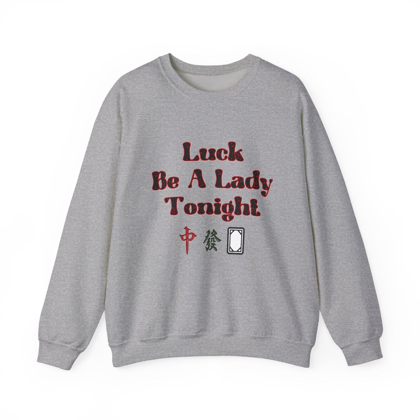 Boho Mahjong Inspired Unisex Sweatshirt, Gambler Metaphor Crewneck Jumper, Luck Be a Lady Pullover, Gift for Gamers, Vintage Style Sweater