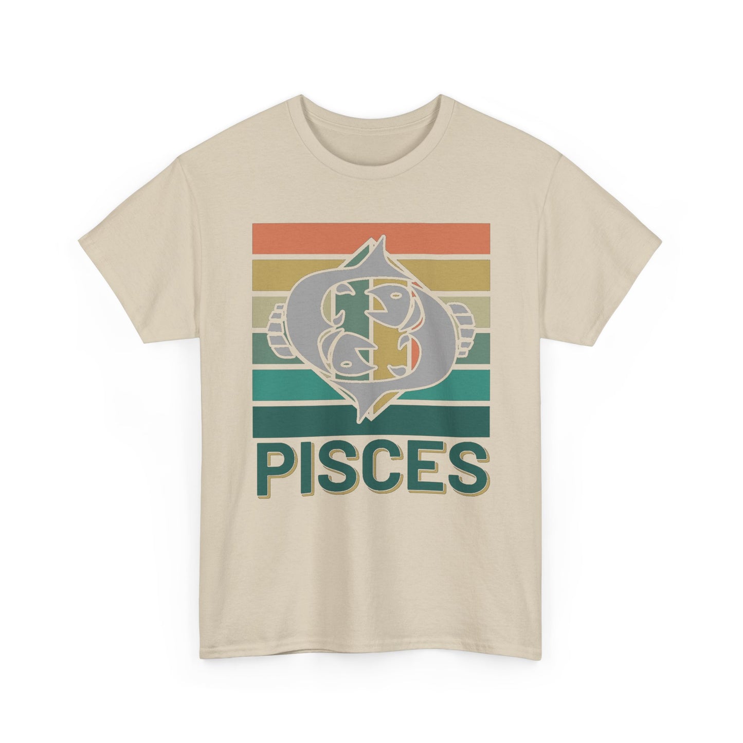 Pisces Tee, Retro Vintage Unisex T-shirt, Astrology Sign Shirt, Zodiac Design Top, Heavy Cotton Clothing, Horoscope Gift