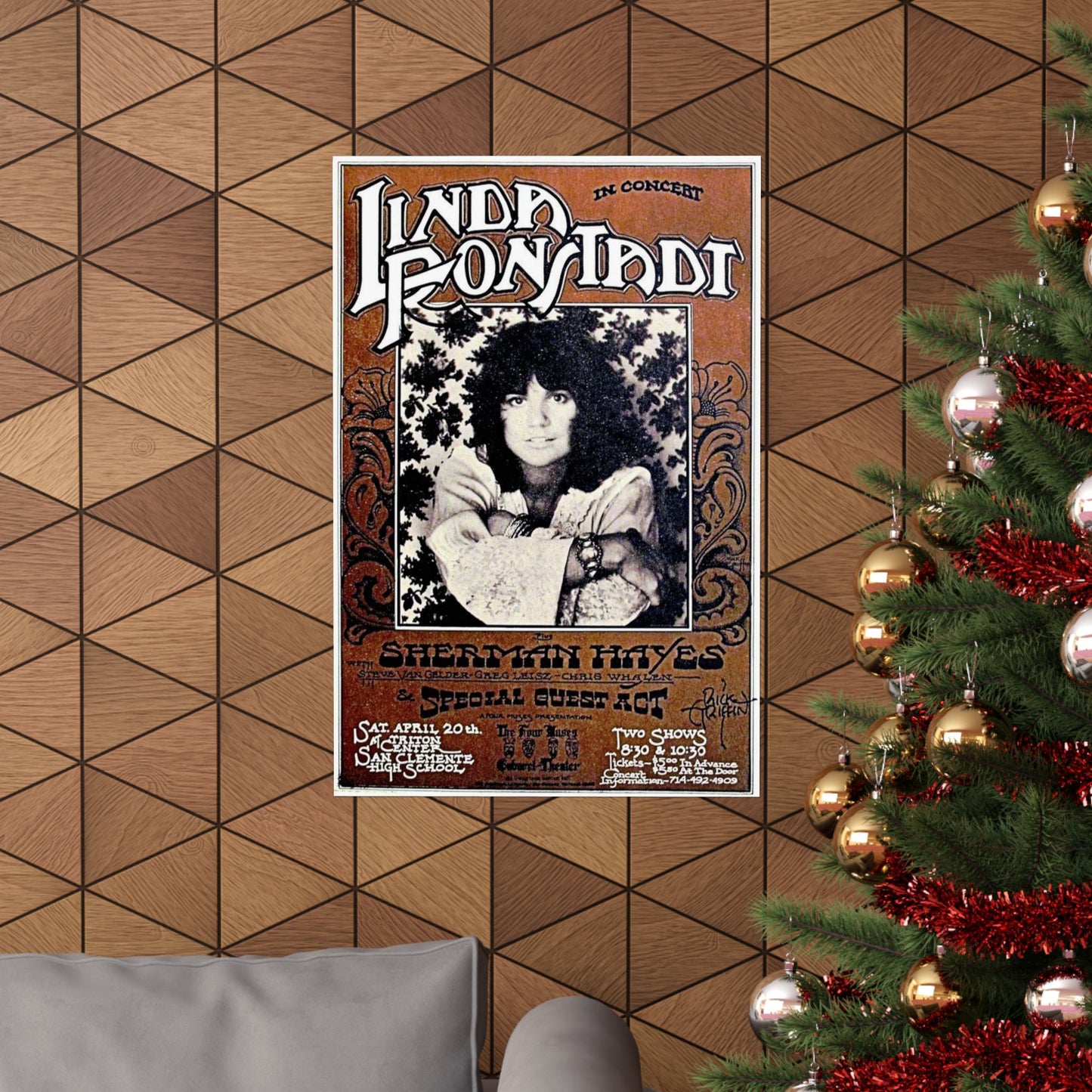 Vintafe Concert Art Poster, 1974 Linda Ronstadt Music Decor, Wall Art Print, Home Decor, Gift for Music Lovers, Collectible