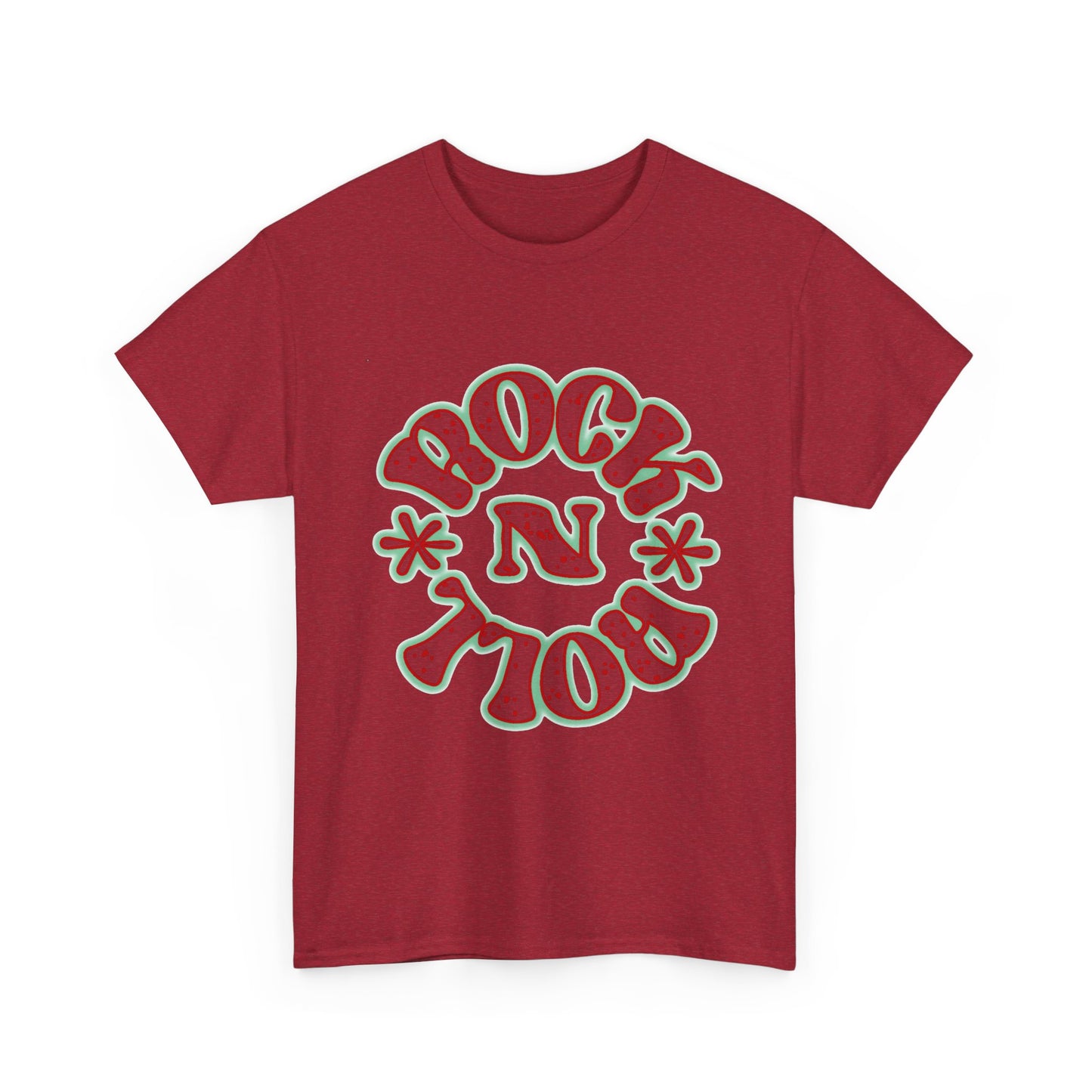 Music Nostalgia Rock N Roll Unisex Cotton Tee, Colorful Boho and Hippie Style Top, Artistic Typographic Design