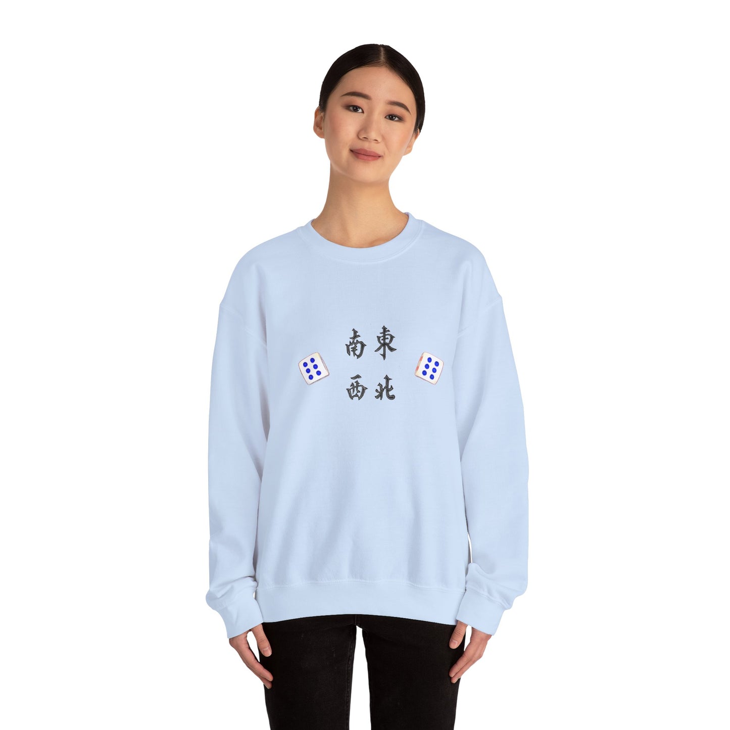 Gambler's Metaphor Mahjong Tiles Unisex Sweatshirt, Dragon Winds Dice Design, Mahjong Enthusiast Gift, Cozy Jumper, Gamer Apparel