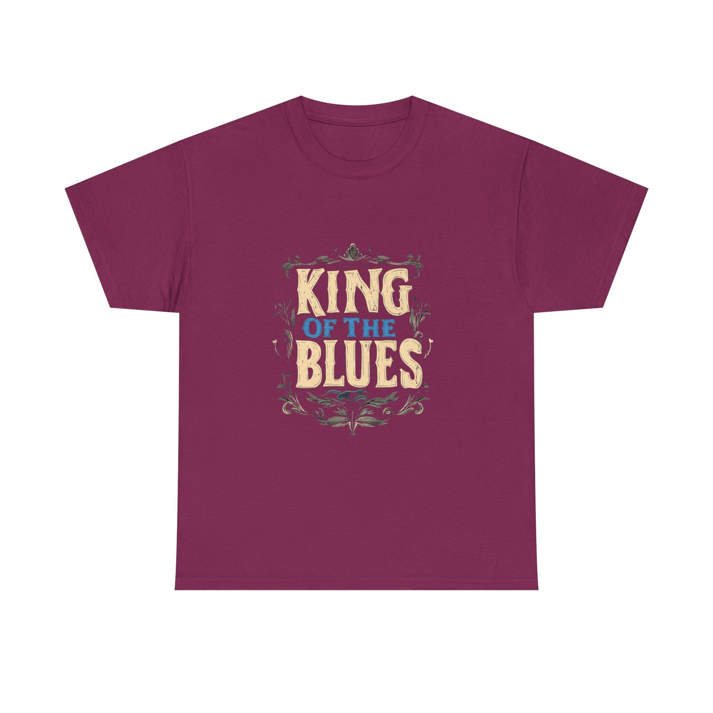 Music Nostalgia King Of The Blues Unisex Cotton Tee, Colorful Retro Style Top, Artistic Typographic Design Shirt