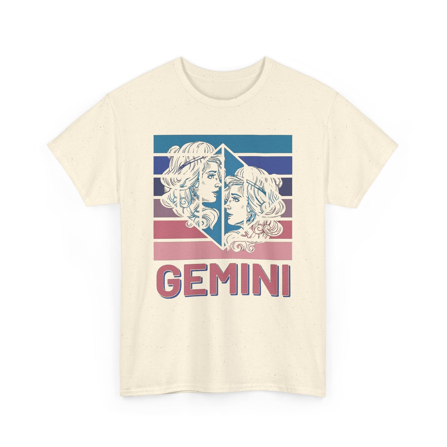 Gemini Zodiac Tee, Unisex Heavy Cotton Shirt for Astrology Lovers, Birthday Gift, Vintage Design, Retro Horoscope Style, Star Sign Apparel
