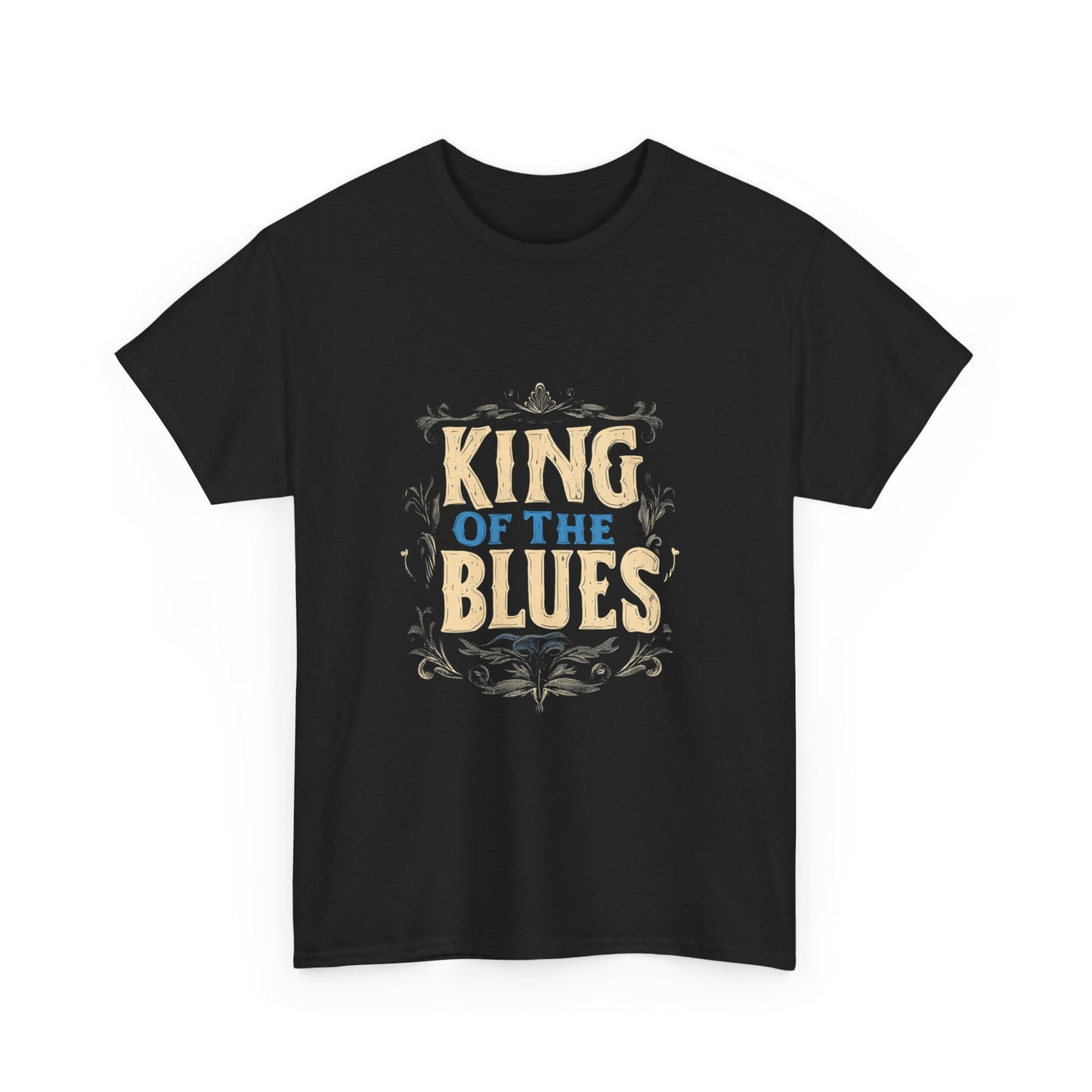 Music Nostalgia King Of The Blues Unisex Cotton Tee, Colorful Retro Style Top, Artistic Typographic Design Shirt