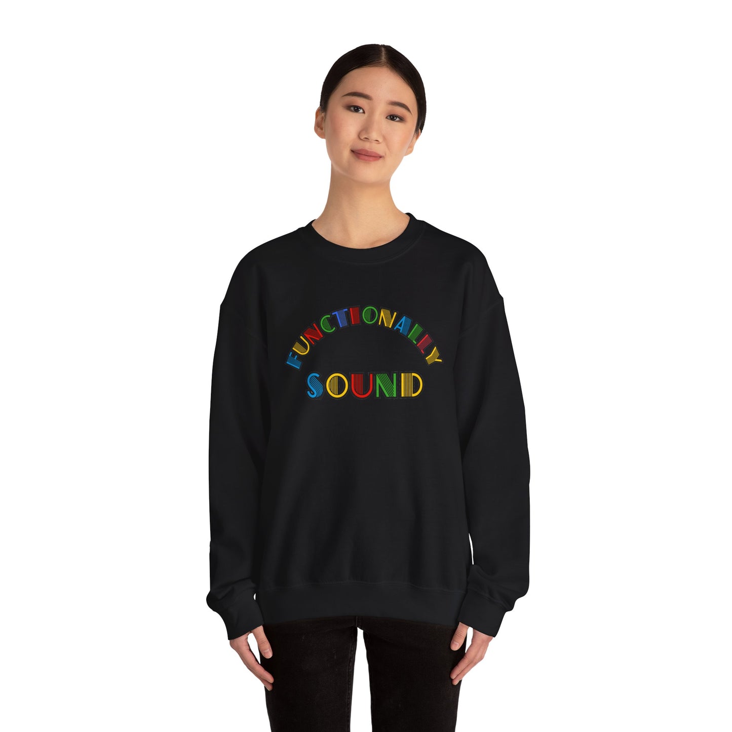 Colorful Typography, 'Functionality Sound' Sweatshirt, Cozy Crewneck, Unisex Gift, Music Lover Apparel, Casual Wear, Birthday Present