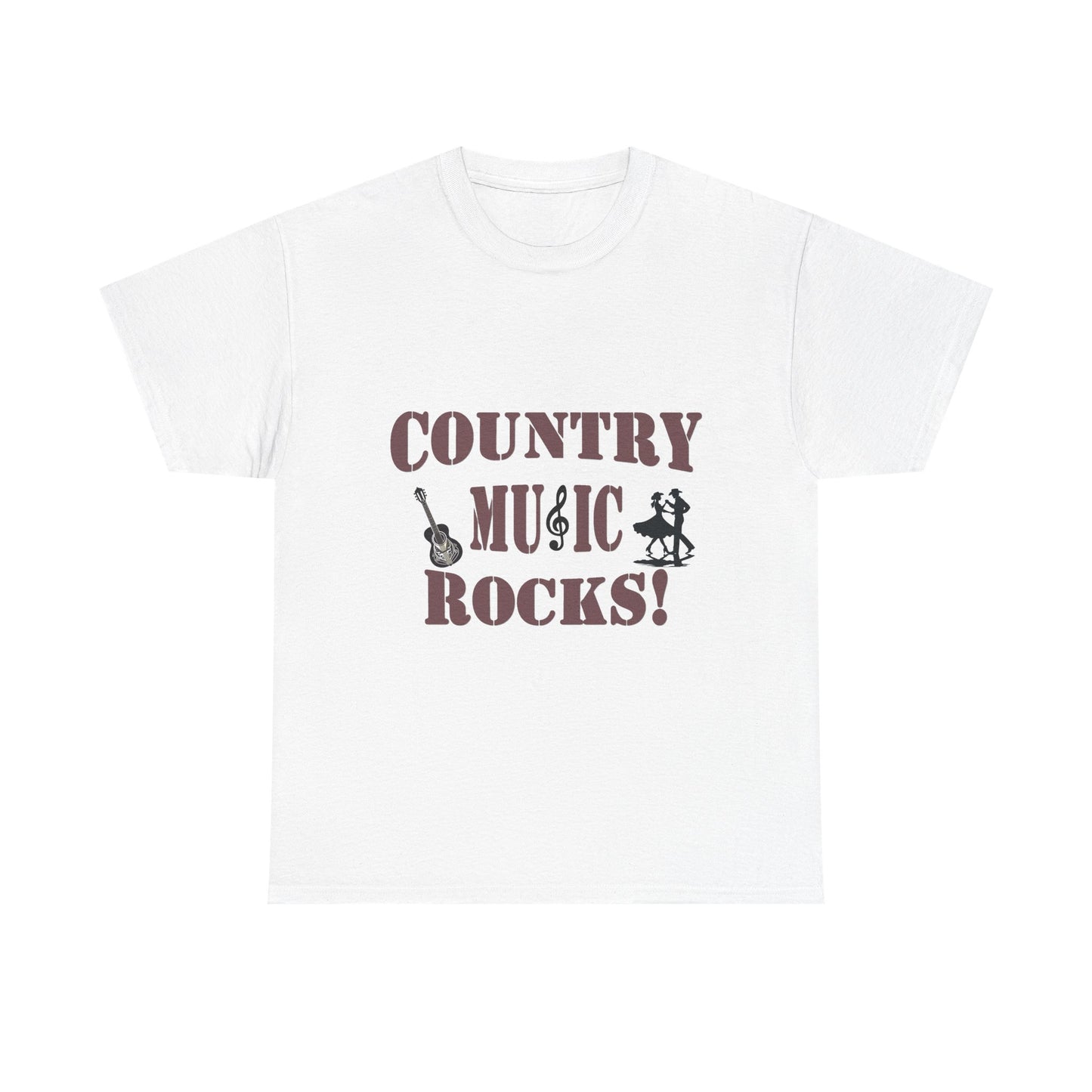 Music Nostalgia Country Music Rocks Unisex Cotton Tee, Artistic Typography Top, Retro Style Graphic Tee