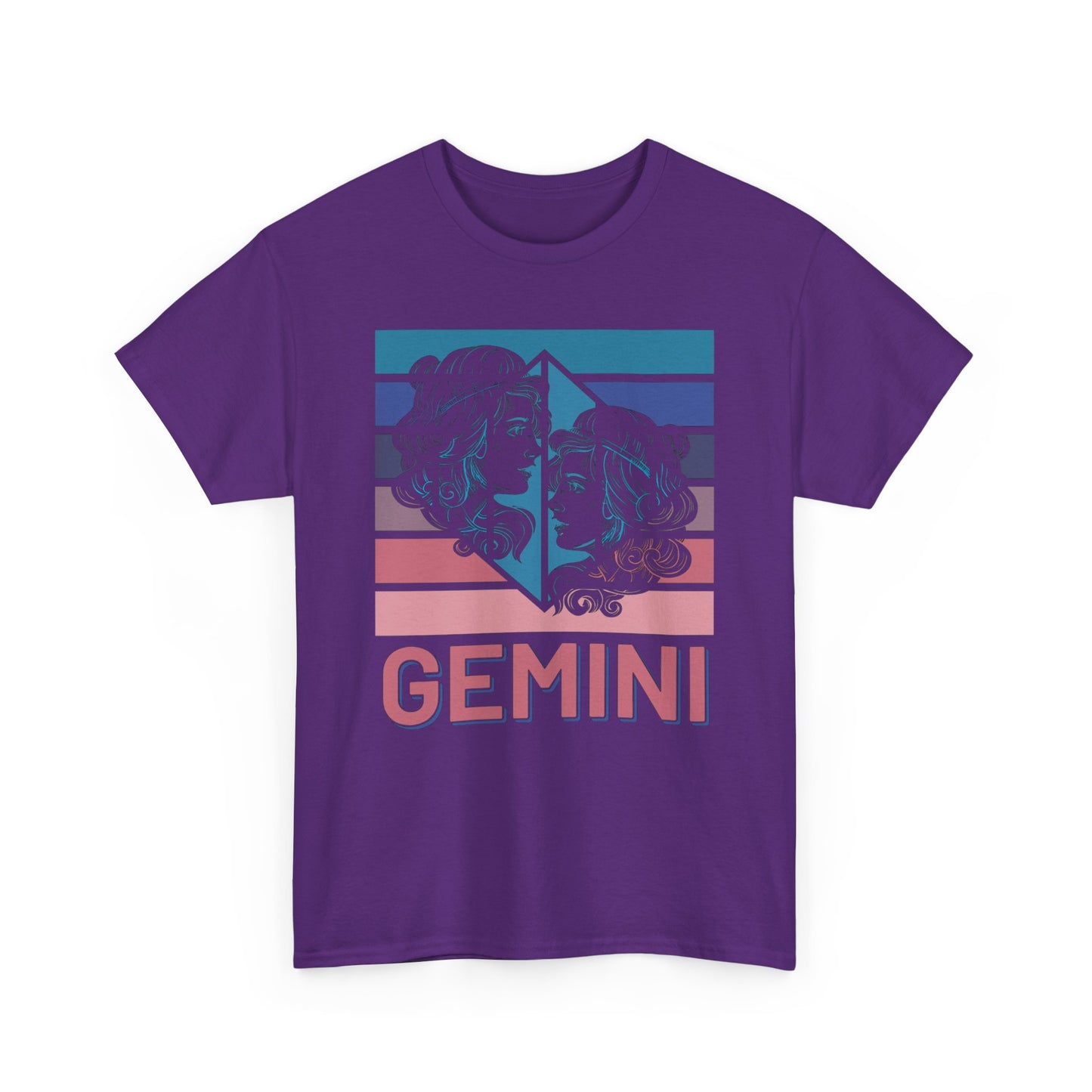 Gemini Zodiac Tee, Unisex Heavy Cotton Shirt for Astrology Lovers, Birthday Gift, Vintage Design, Retro Horoscope Style, Star Sign Apparel