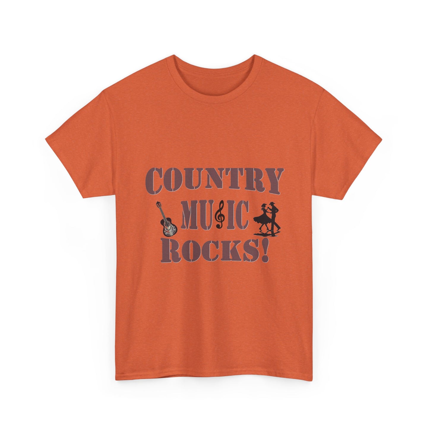 Music Nostalgia Country Music Rocks Unisex Cotton Tee, Artistic Typography Top, Retro Style Graphic Tee