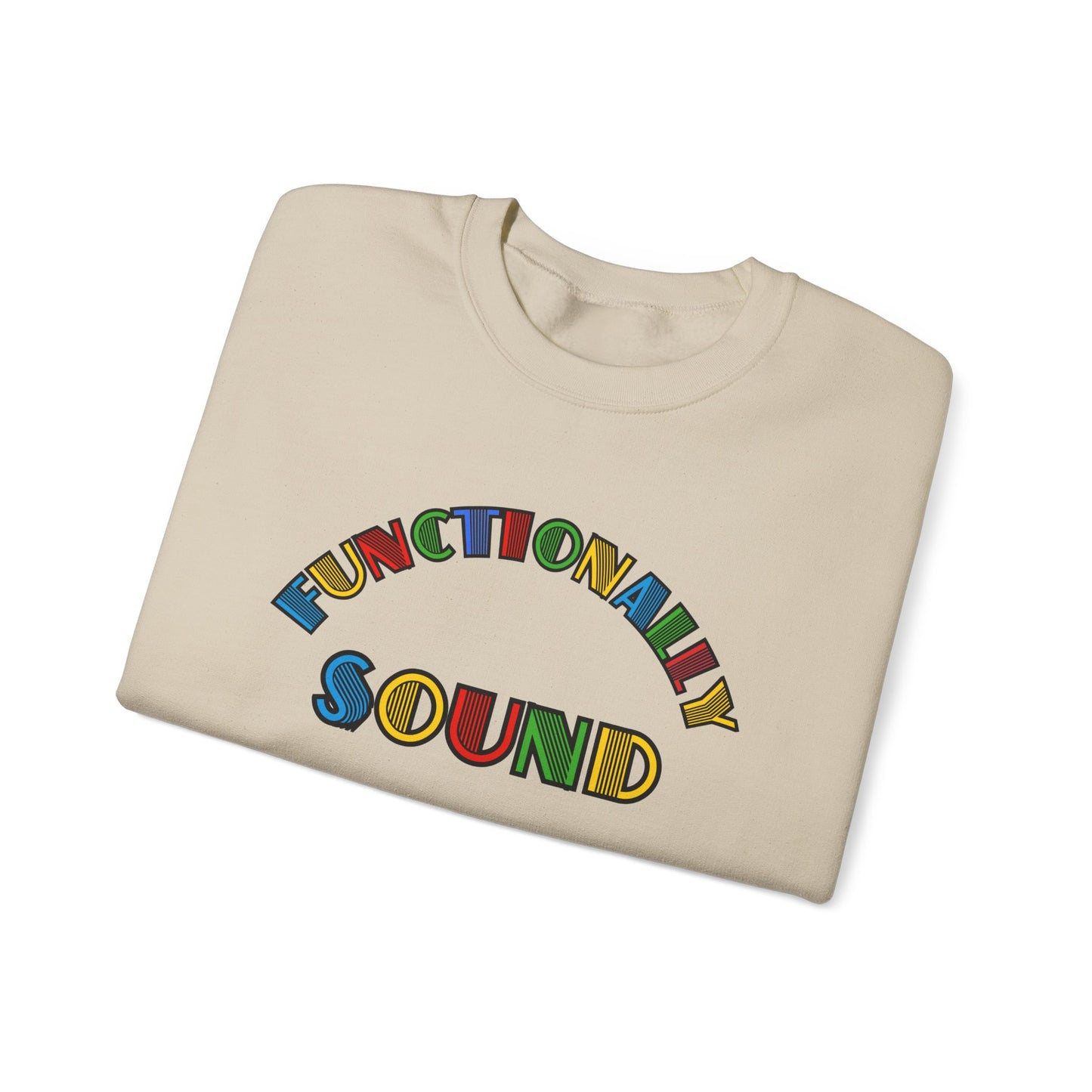 Colorful Typography, 'Functionality Sound' Sweatshirt, Cozy Crewneck, Unisex Gift, Music Lover Apparel, Casual Wear, Birthday Present