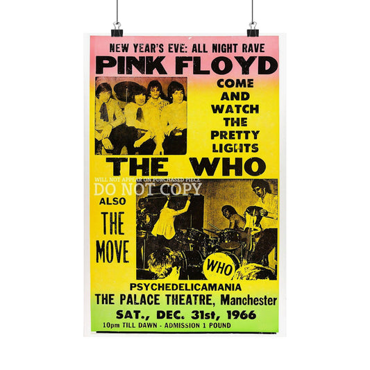 Retro Concert Vertical Poster, Vintage Music Art, 1966 Pink Floyd, Psychedelic Wall Art, New Years Eve Decor