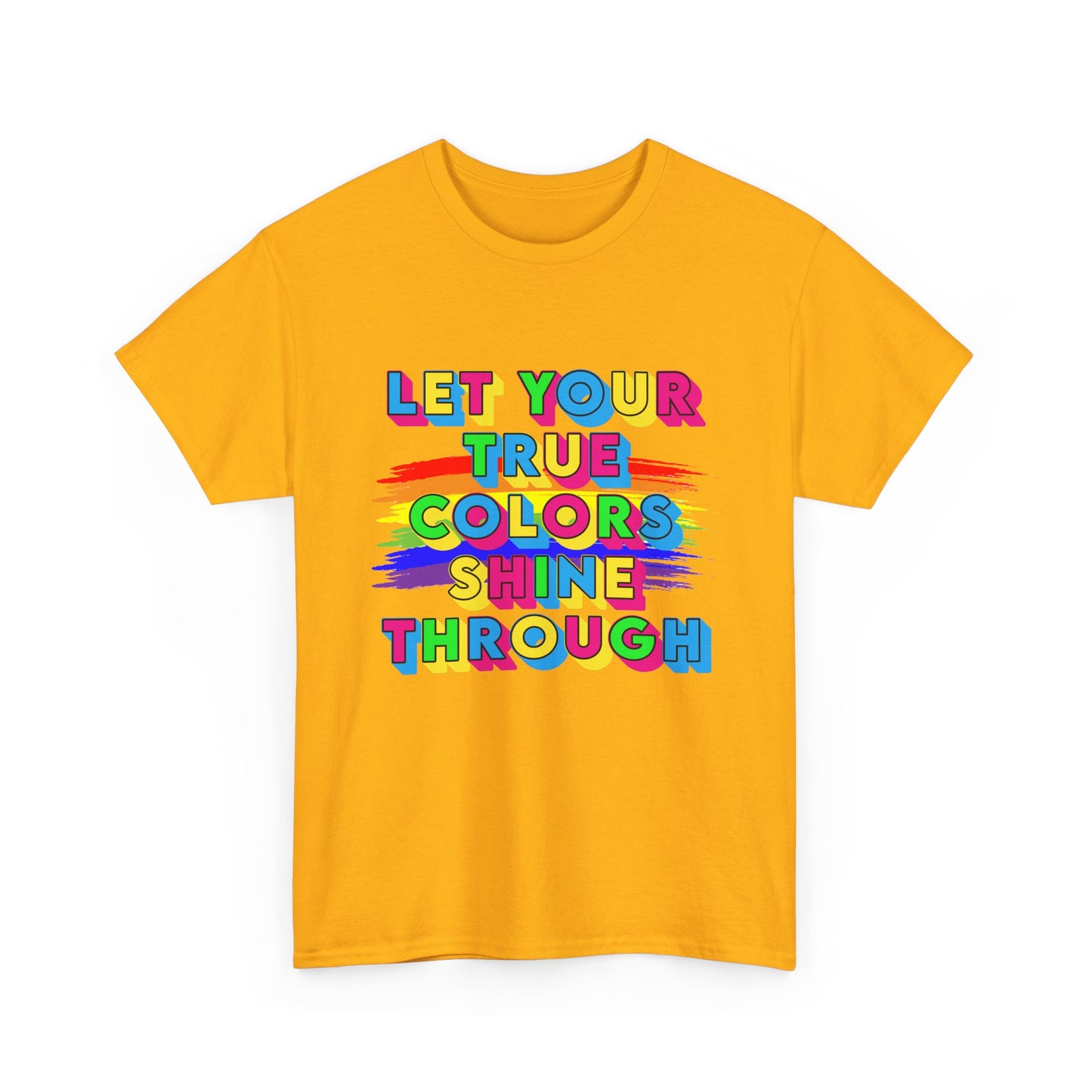 Music Nostalgia True Colors Heavy Cotton Tee, Colorful Boho and Hippie Style Top, Artistic Typographic Design T-shirt