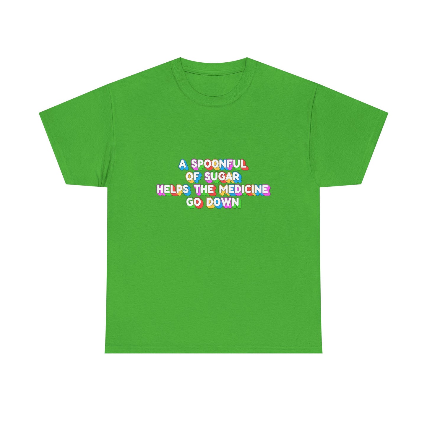Music Nostalgia A Spoonful Of Sugar Unisex Tee, Retro Typographic Design Top, Artistical Expression of Colors T-Shirt