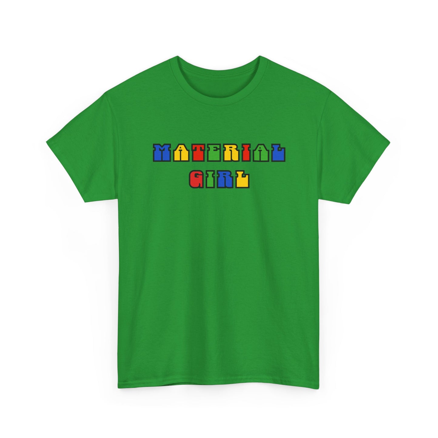 Colorful Typography, Material Girl Unisex cotton Tee, Trendy Shirt, Birthday Gift, Retro 90s Vibe Tee, Everyday Wear, Music Lover Apparel