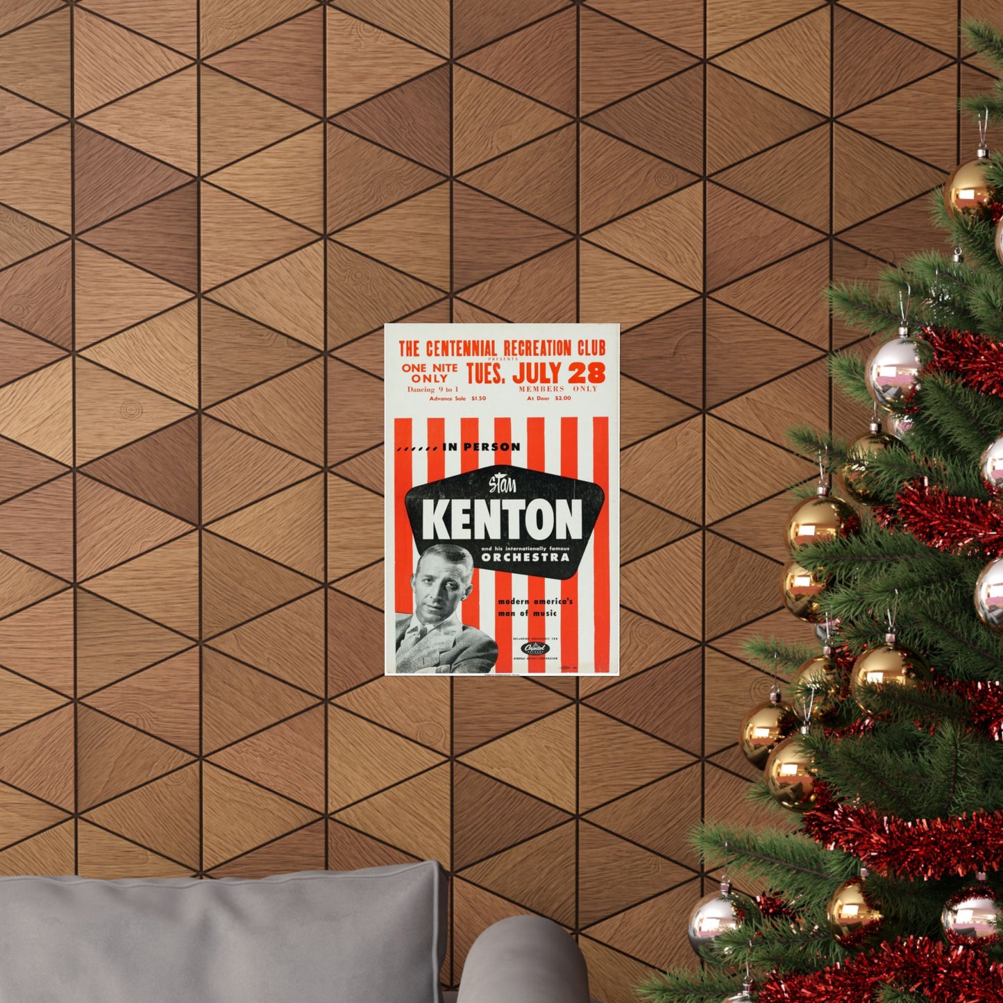 Vintage 1950s Jazz Big Band Mid-Century Modern Art Print, Stan Kenton Orchestra Tribute Poster