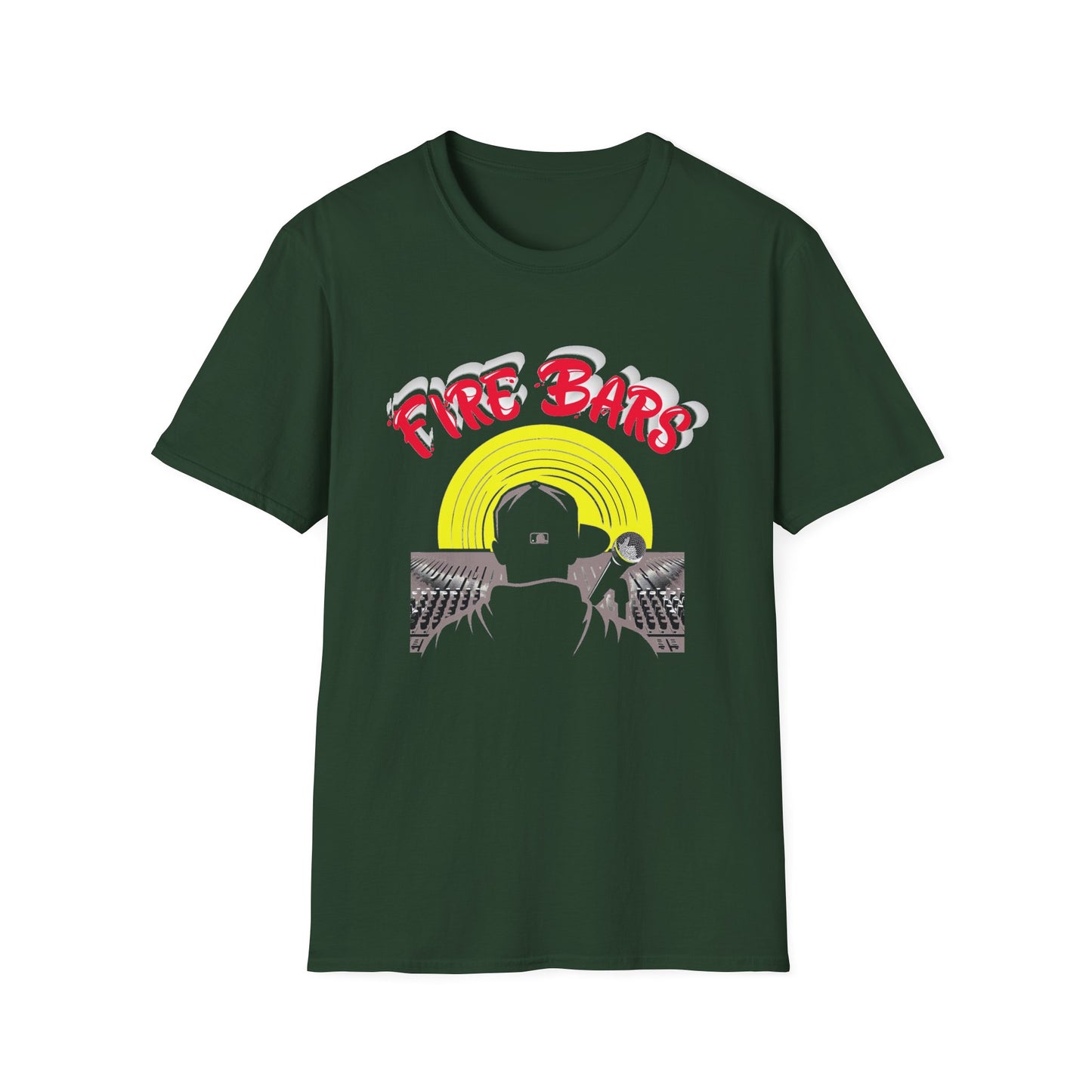 Music Nostalgia Fire Bars Unisex T-Shirt, The Rapper At the Mic and Board, Rap Lover graphic Tee