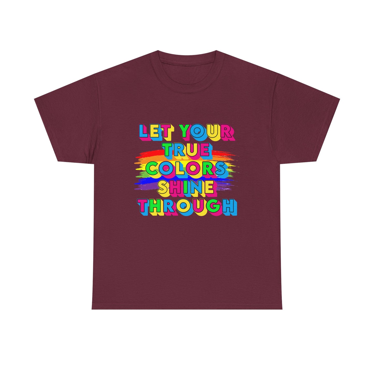 Music Nostalgia True Colors Heavy Cotton Tee, Colorful Boho and Hippie Style Top, Artistic Typographic Design T-shirt