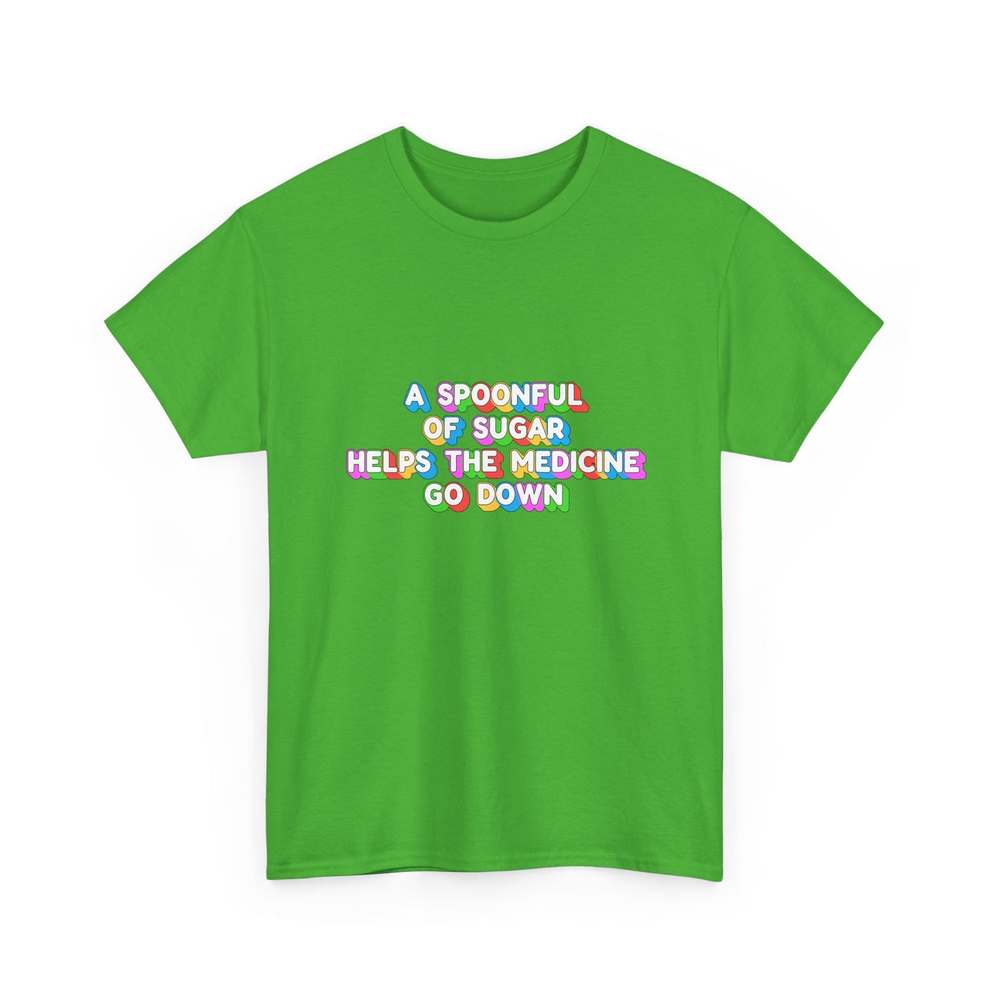 Music Nostalgia A Spoonful Of Sugar Unisex Tee, Retro Typographic Design Top, Artistical Expression of Colors T-Shirt