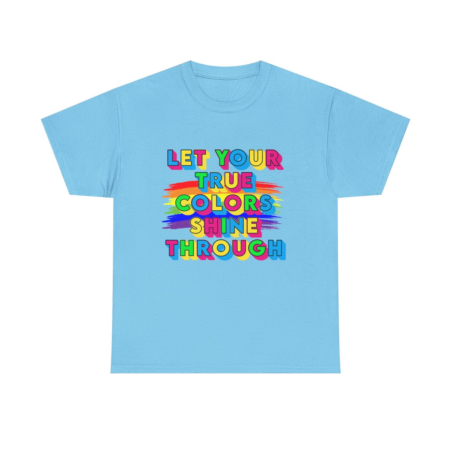 Music Nostalgia True Colors Heavy Cotton Tee, Colorful Boho and Hippie Style Top, Artistic Typographic Design T-shirt
