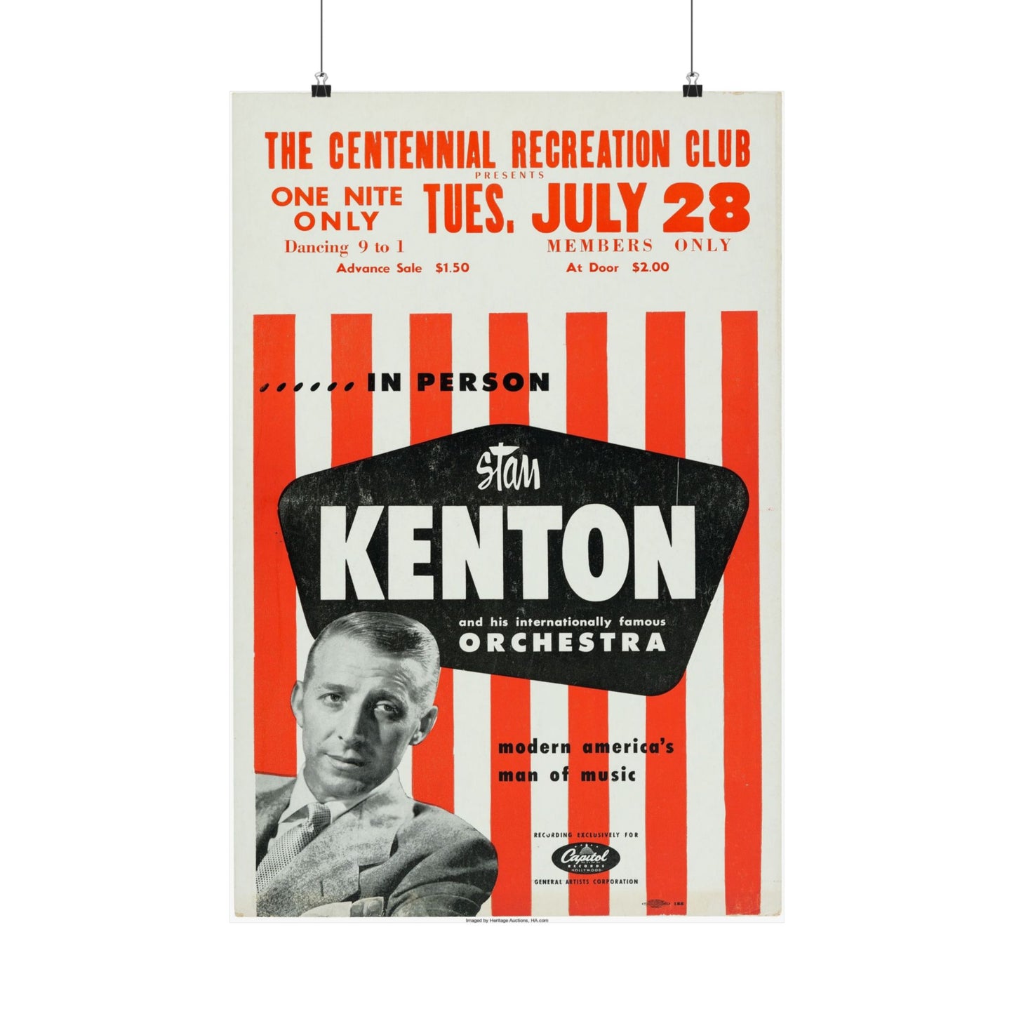 Vintage 1950s Jazz Big Band Mid-Century Modern Art Print, Stan Kenton Orchestra Tribute Poster