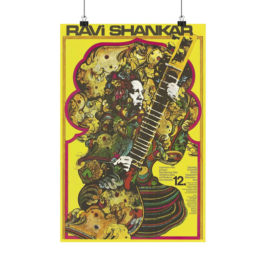 Ravi Shankar Retro Art Poster, Vintage Music Wall Decor, Bohemian Home Decor, Gift for Music Lovers, Colorful Art Print