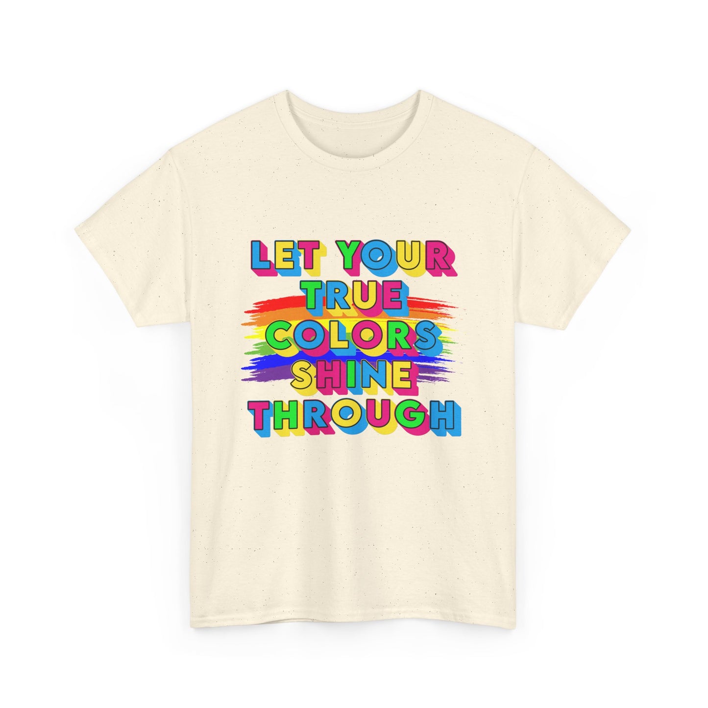 Music Nostalgia True Colors Heavy Cotton Tee, Colorful Boho and Hippie Style Top, Artistic Typographic Design T-shirt