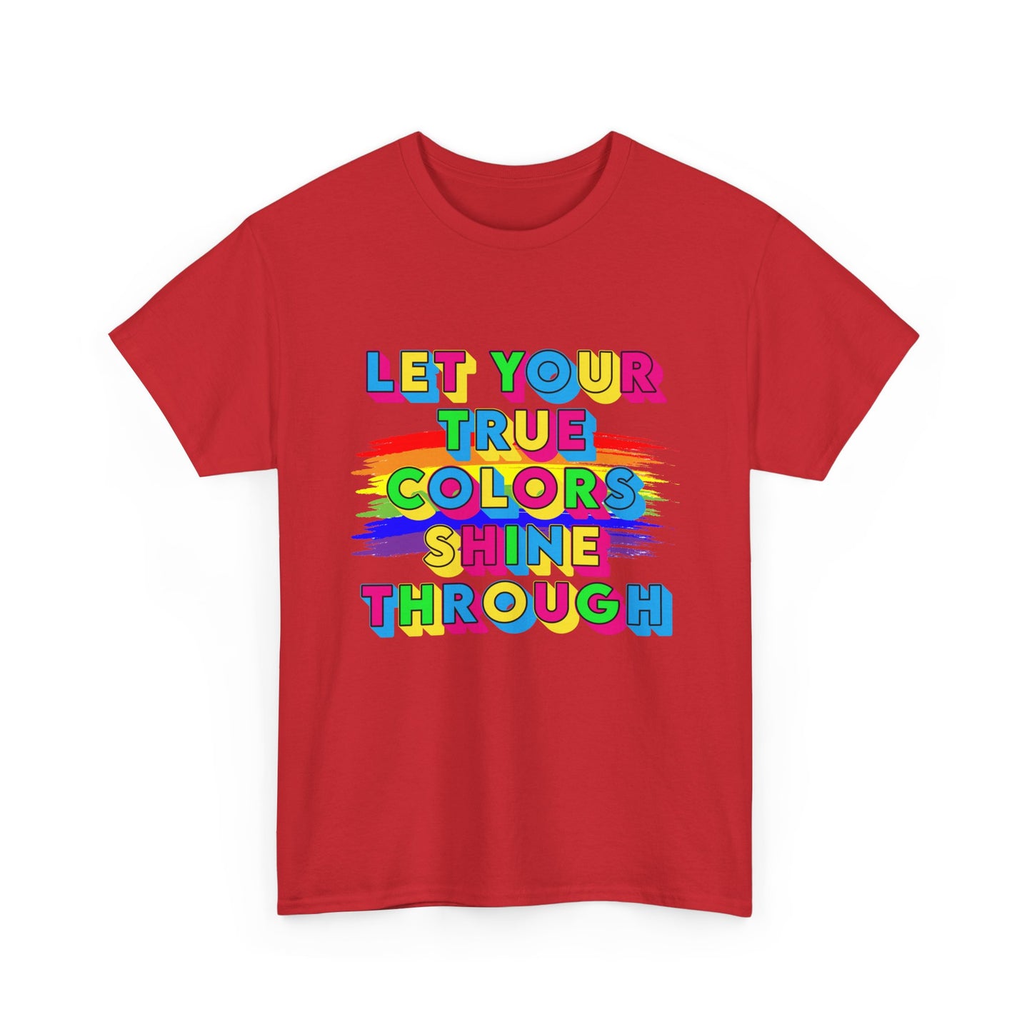 Music Nostalgia True Colors Heavy Cotton Tee, Colorful Boho and Hippie Style Top, Artistic Typographic Design T-shirt