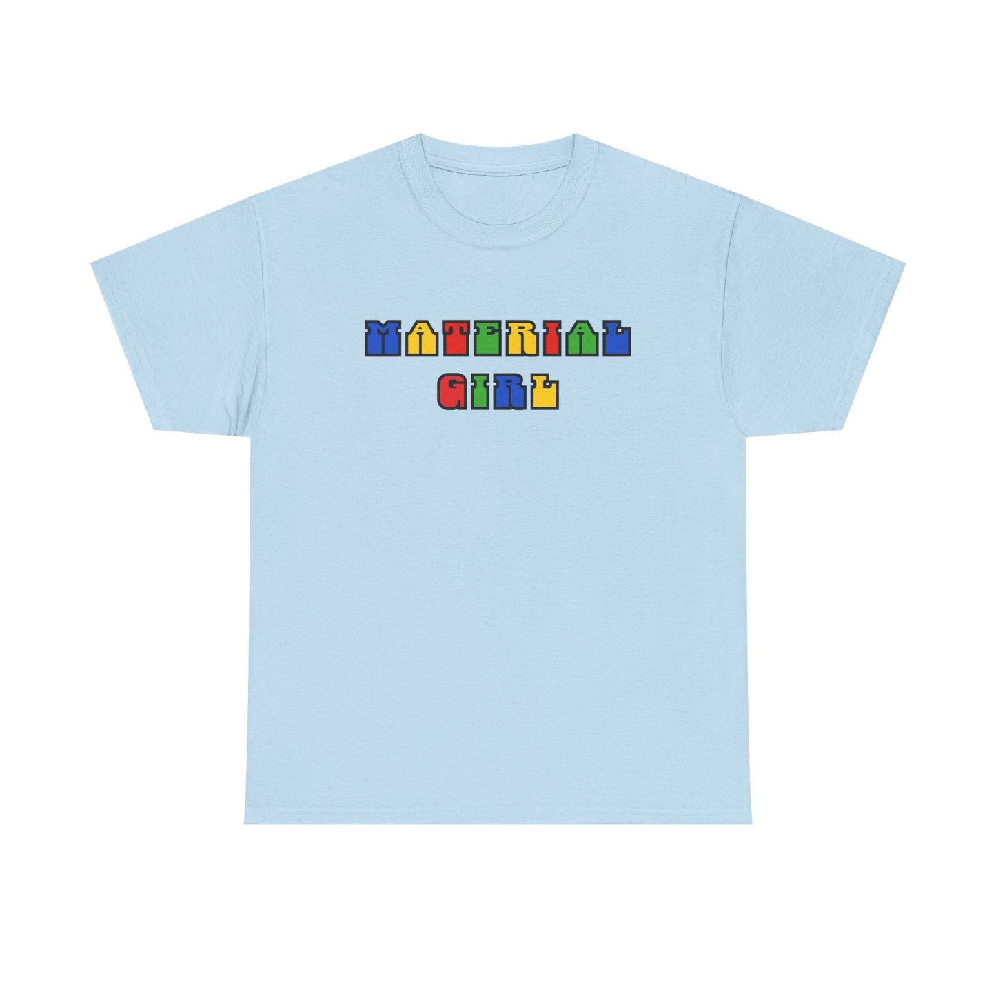 Colorful Typography, Material Girl Unisex cotton Tee, Trendy Shirt, Birthday Gift, Retro 90s Vibe Tee, Everyday Wear, Music Lover Apparel