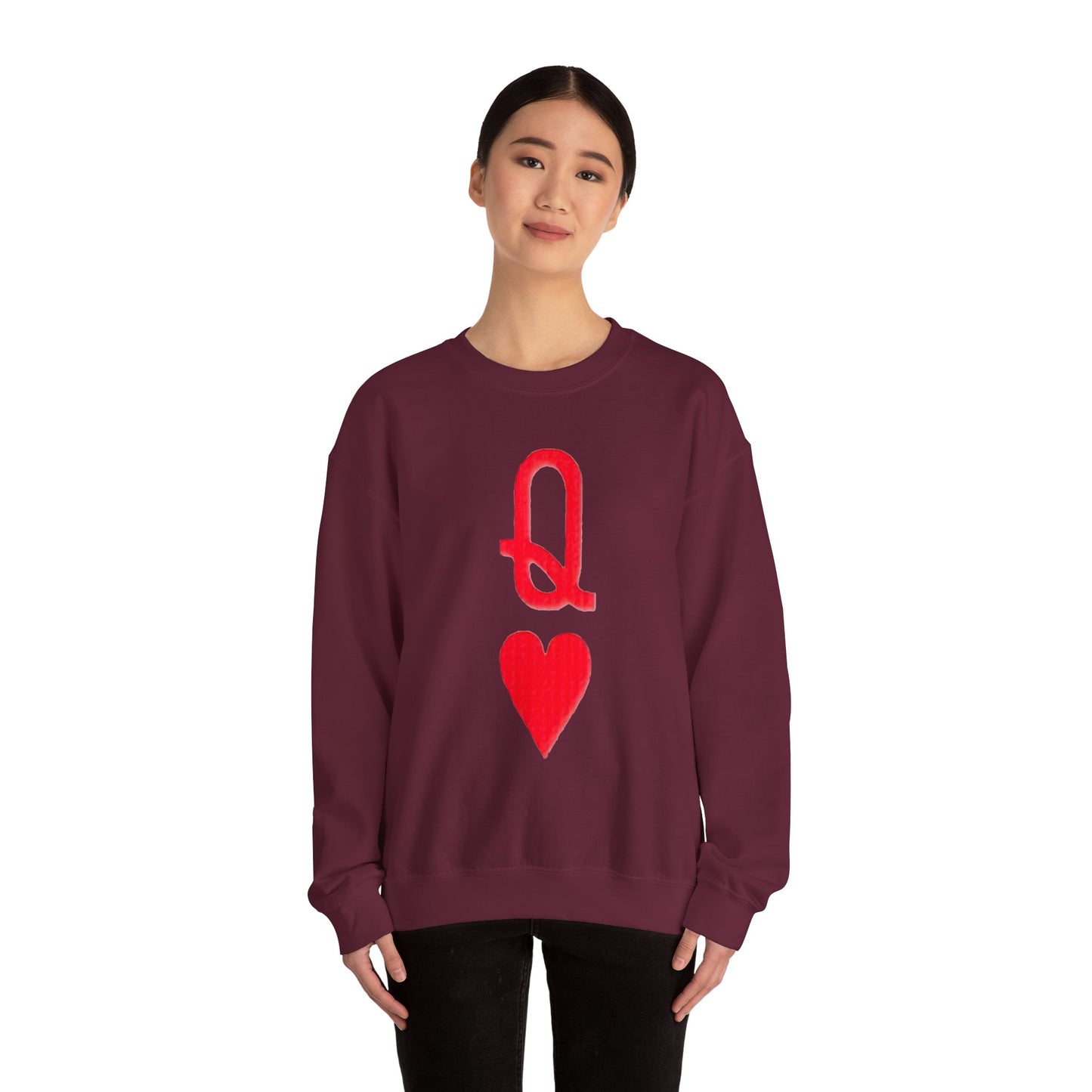 Queen of Hearts Sweatshirt, Gambler's Card Game Attire, Casino Theme Jumper, Unisex Pullover Gift, Gambling Lover Clothing, Heart Suit
