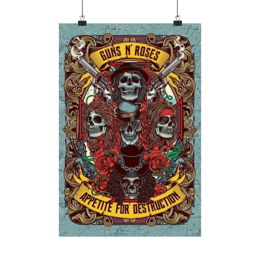 Gothic Rock Poster, Vintage Music Wall Art, 1987 Guns and Roses Album, Home Decor, Authentic Rock Band Poster