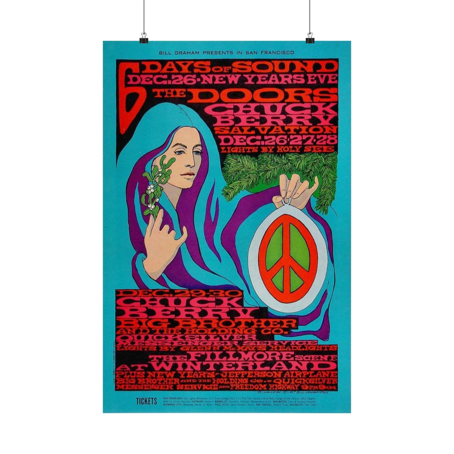 Vintage Rock Art, "6 Days of Sound - The Fillmore Scene at Winterland" Poster, Authentic Memorabilia