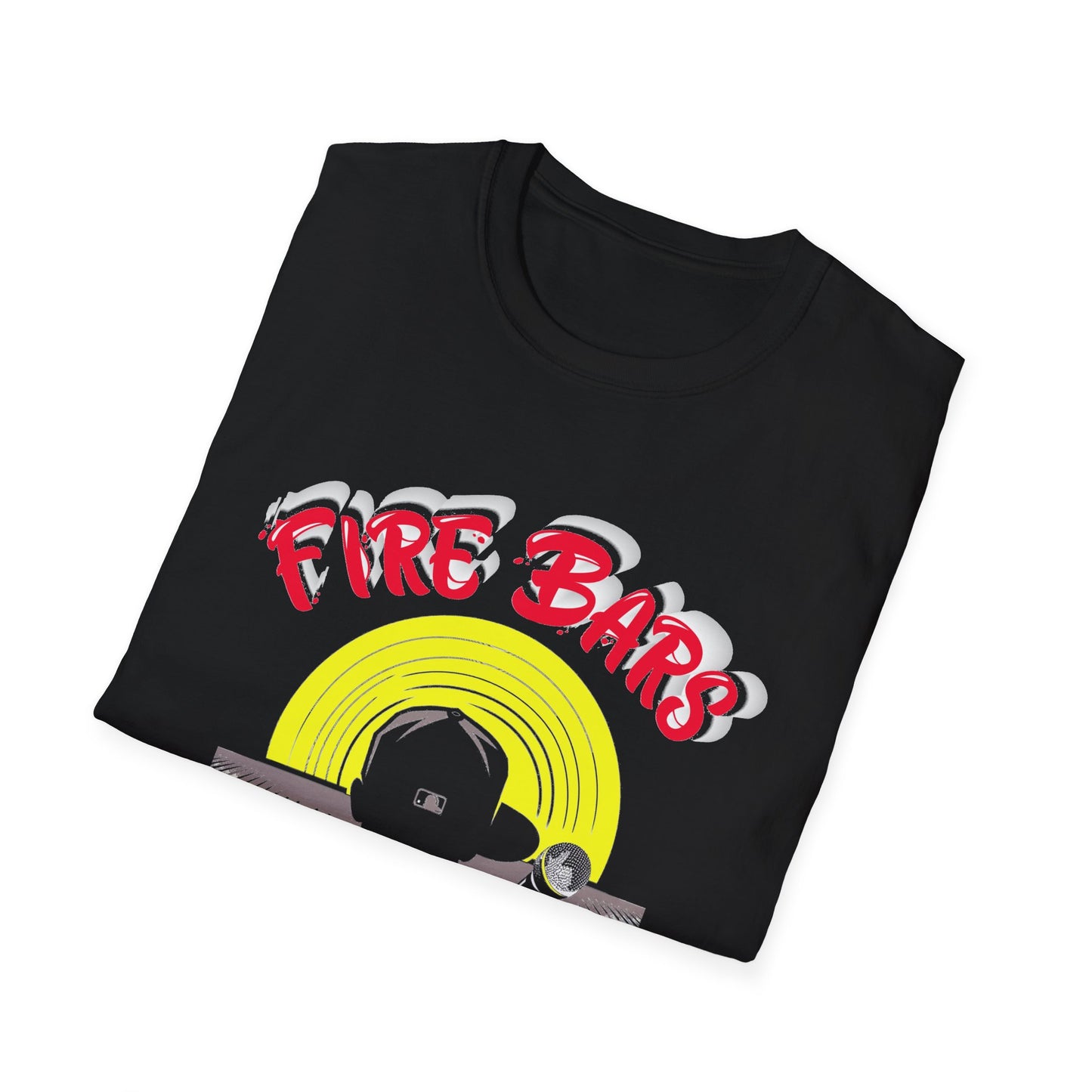 Music Nostalgia Fire Bars Unisex T-Shirt, The Rapper At the Mic and Board, Rap Lover graphic Tee