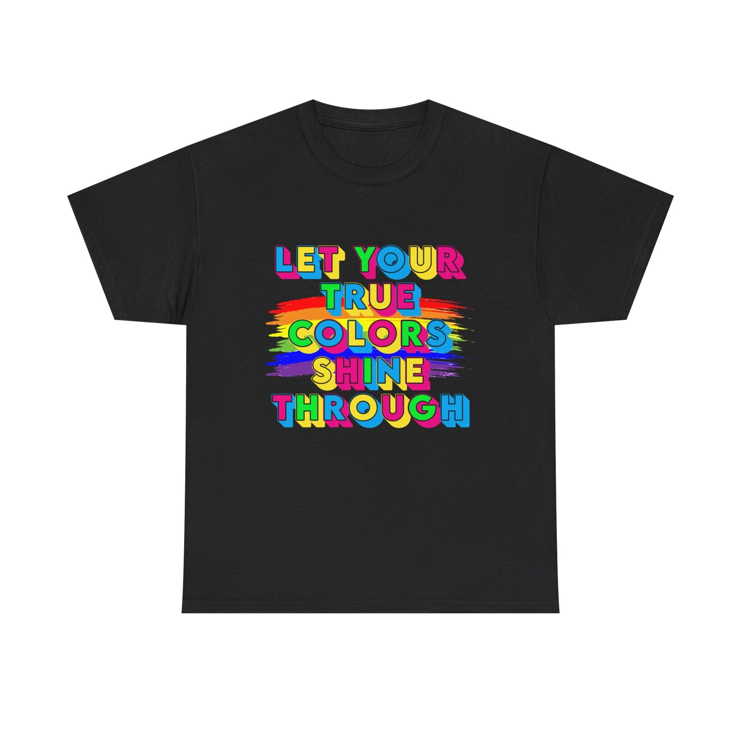 Music Nostalgia True Colors Heavy Cotton Tee, Colorful Boho and Hippie Style Top, Artistic Typographic Design T-shirt