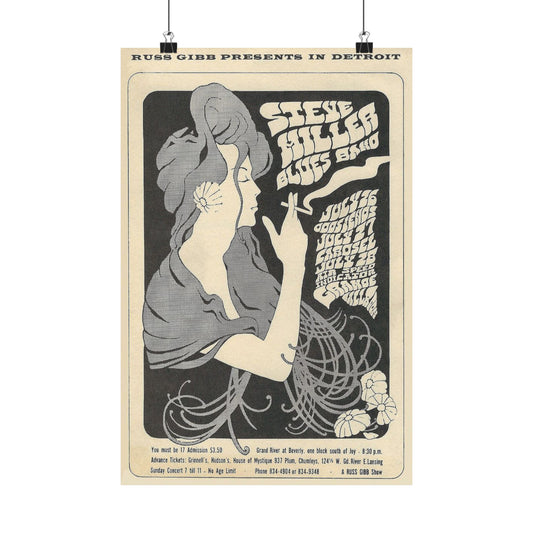 Vintage Music Poster, Steve Miller Blues Band Retro Wall Décor, Gift for Music Lovers, Authentic Reprint, Psychedelic Art