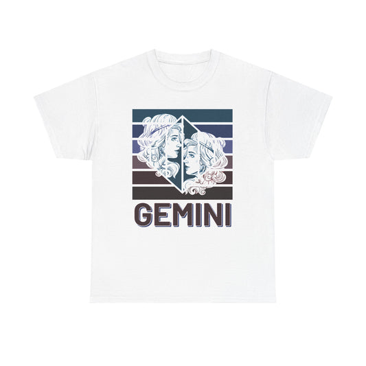 Gemini Zodiac Unisex Heavy Cotton Tee, Astrology Gift Shirt, Birthday Gift for Gemini, Zodiac Sign Tee, Horoscope T-Shirt, Retro Design