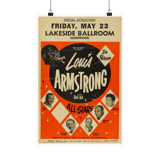 Vintage Music Concert Posters, Early 1950s Louis Armstrong Artwork, Wall Decor, Retro Home Decoration,