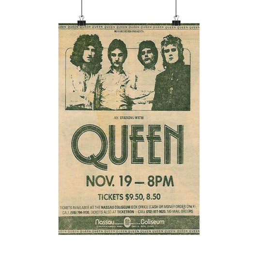 Queen Concert Vintage Poster, 1978 Long Island NY Concert Memorabilia, Collectors Item, Authentic Reprint