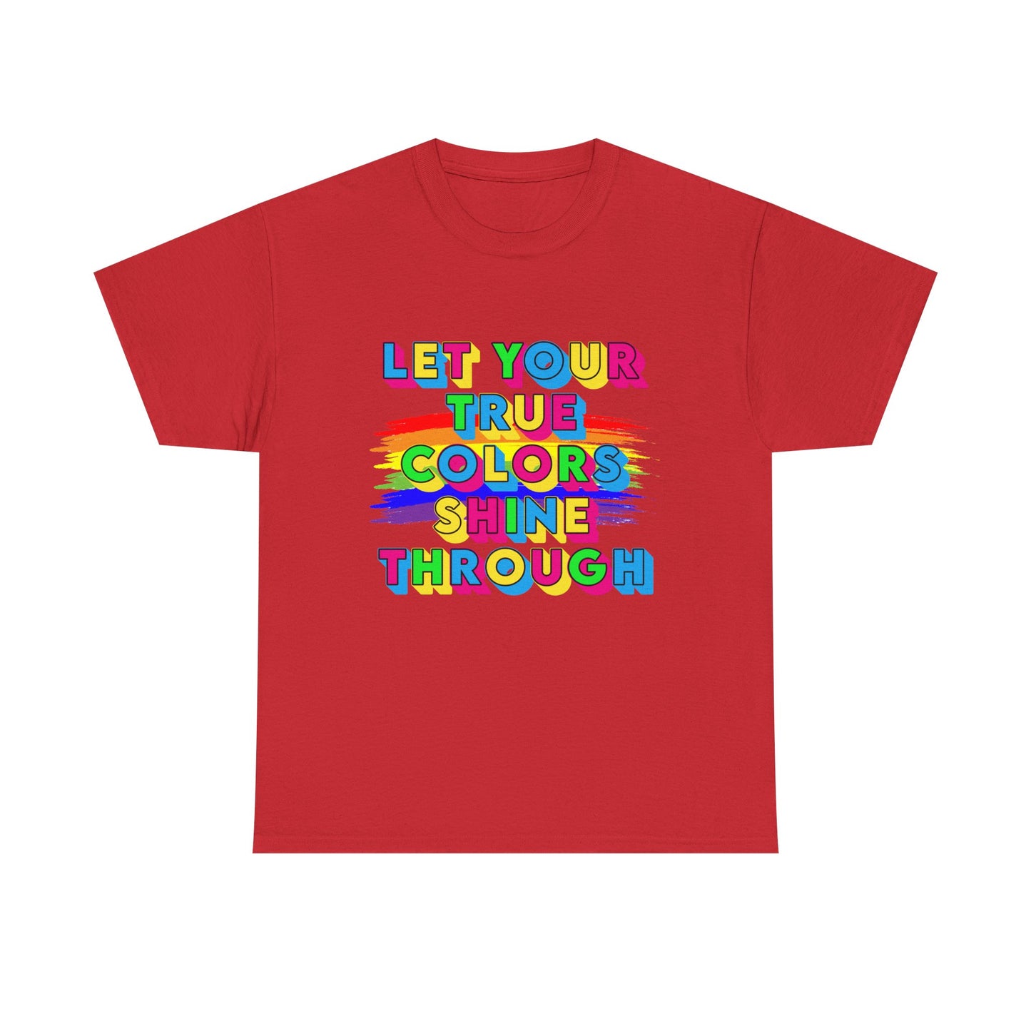 Music Nostalgia True Colors Heavy Cotton Tee, Colorful Boho and Hippie Style Top, Artistic Typographic Design T-shirt