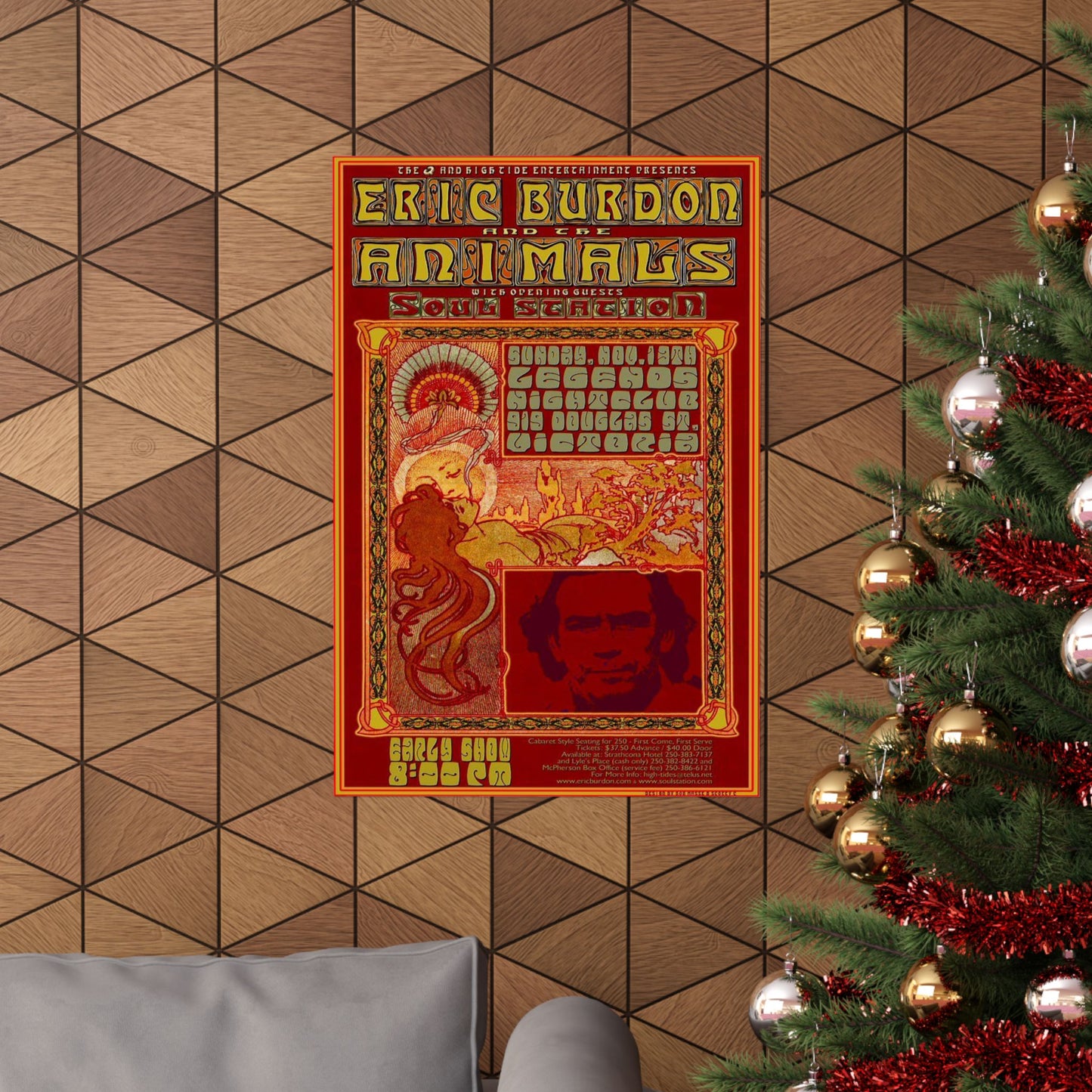 Vintage Music Concert Art, Legendary Band the Animals Tribute Poster, Authentic Memorabilia