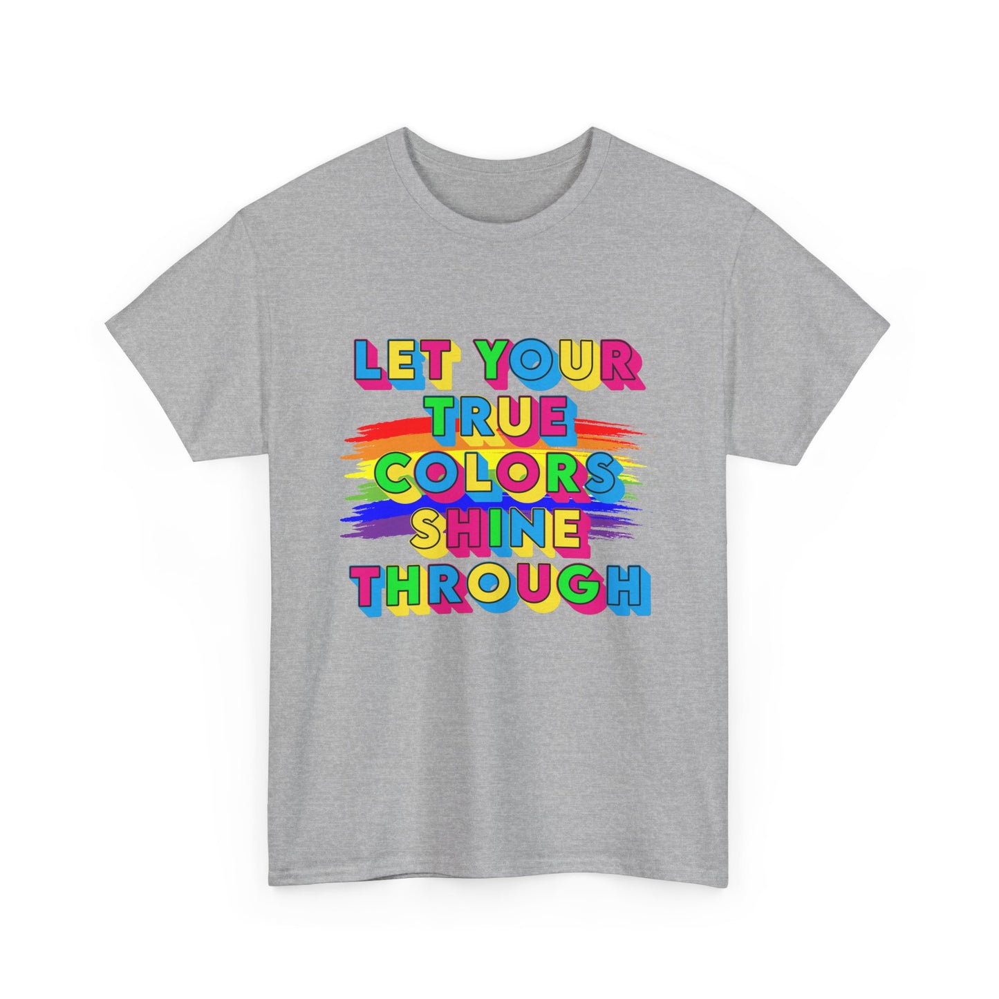 Music Nostalgia True Colors Heavy Cotton Tee, Colorful Boho and Hippie Style Top, Artistic Typographic Design T-shirt